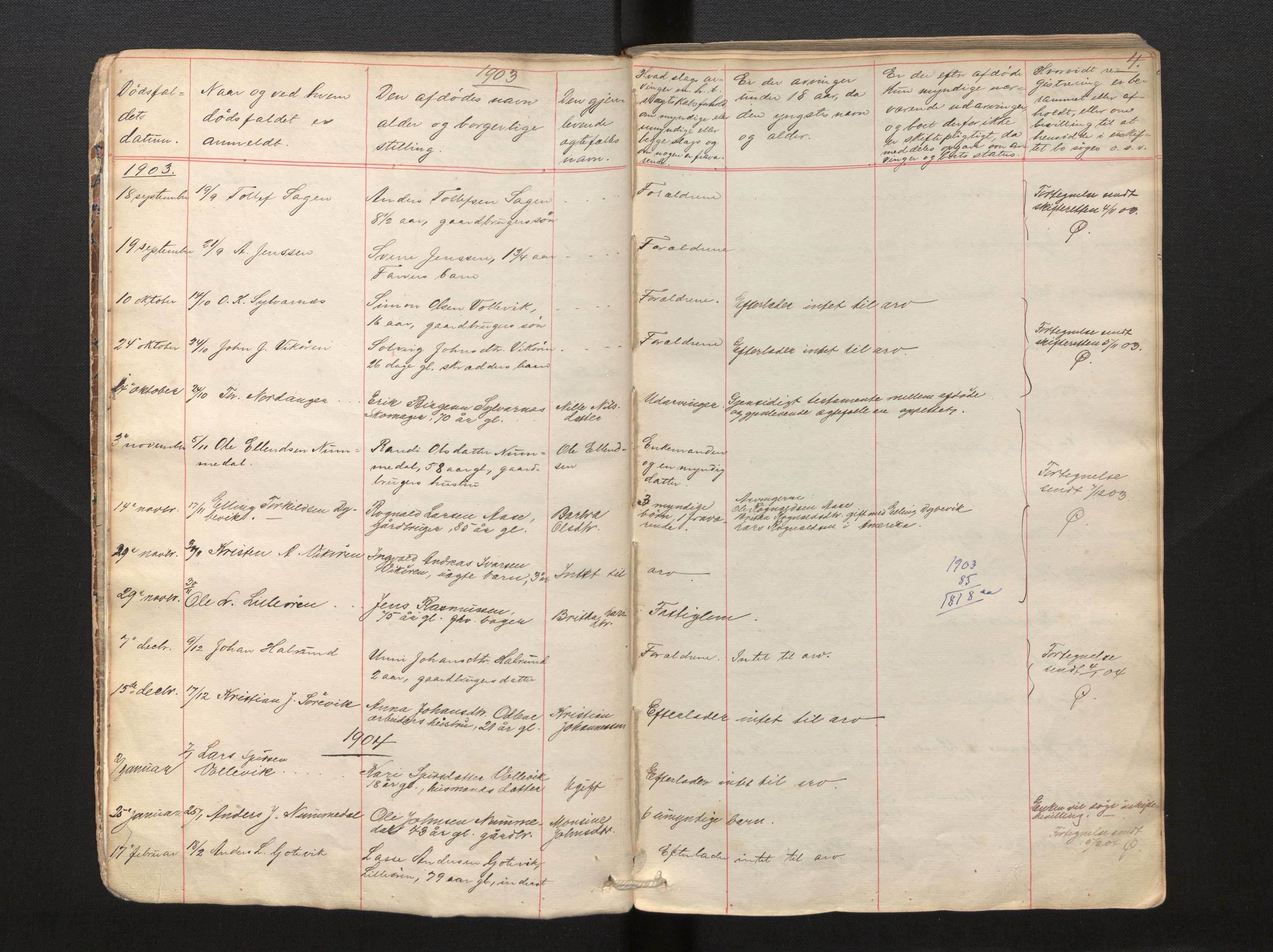 Lensmannen i Vik, AV/SAB-A-30301/0006/L0014: Dødsfallprotokoll, 1903-1929, p. 4