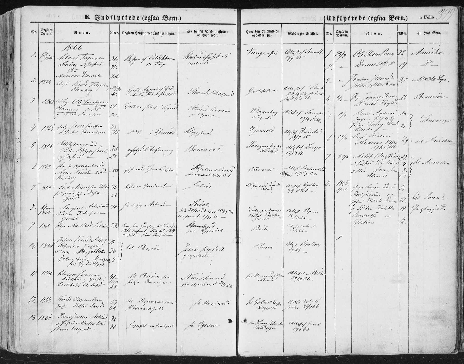 Hetland sokneprestkontor, AV/SAST-A-101826/30/30BA/L0002: Parish register (official) no. A 2, 1849-1869, p. 399