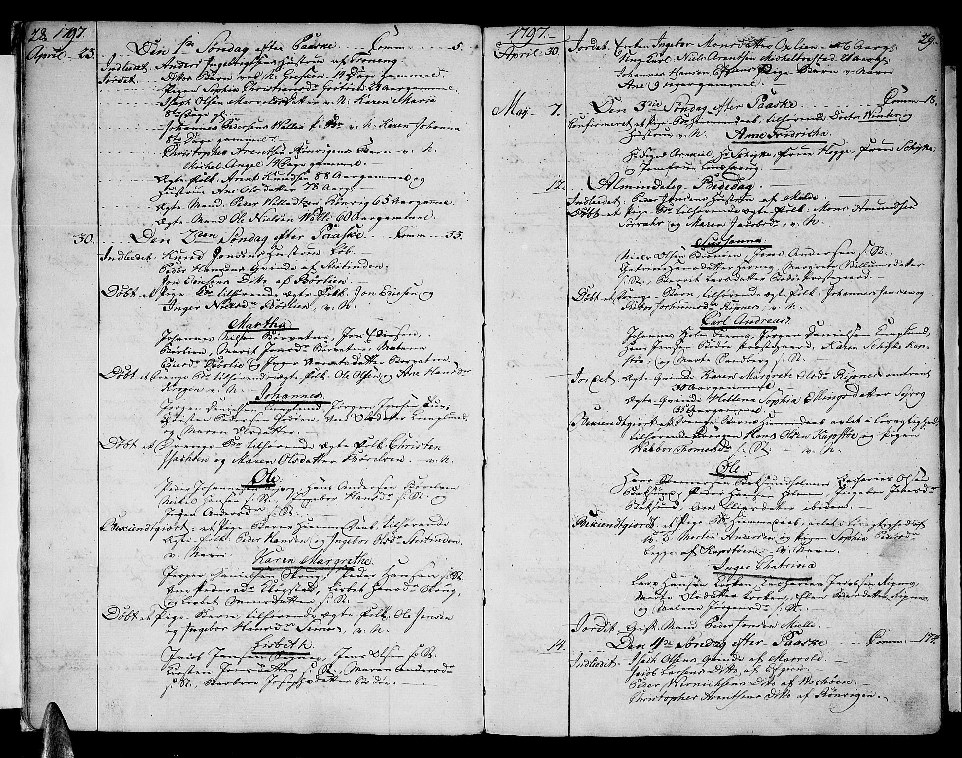 Ministerialprotokoller, klokkerbøker og fødselsregistre - Nordland, SAT/A-1459/801/L0004: Parish register (official) no. 801A04, 1796-1817, p. 28-29