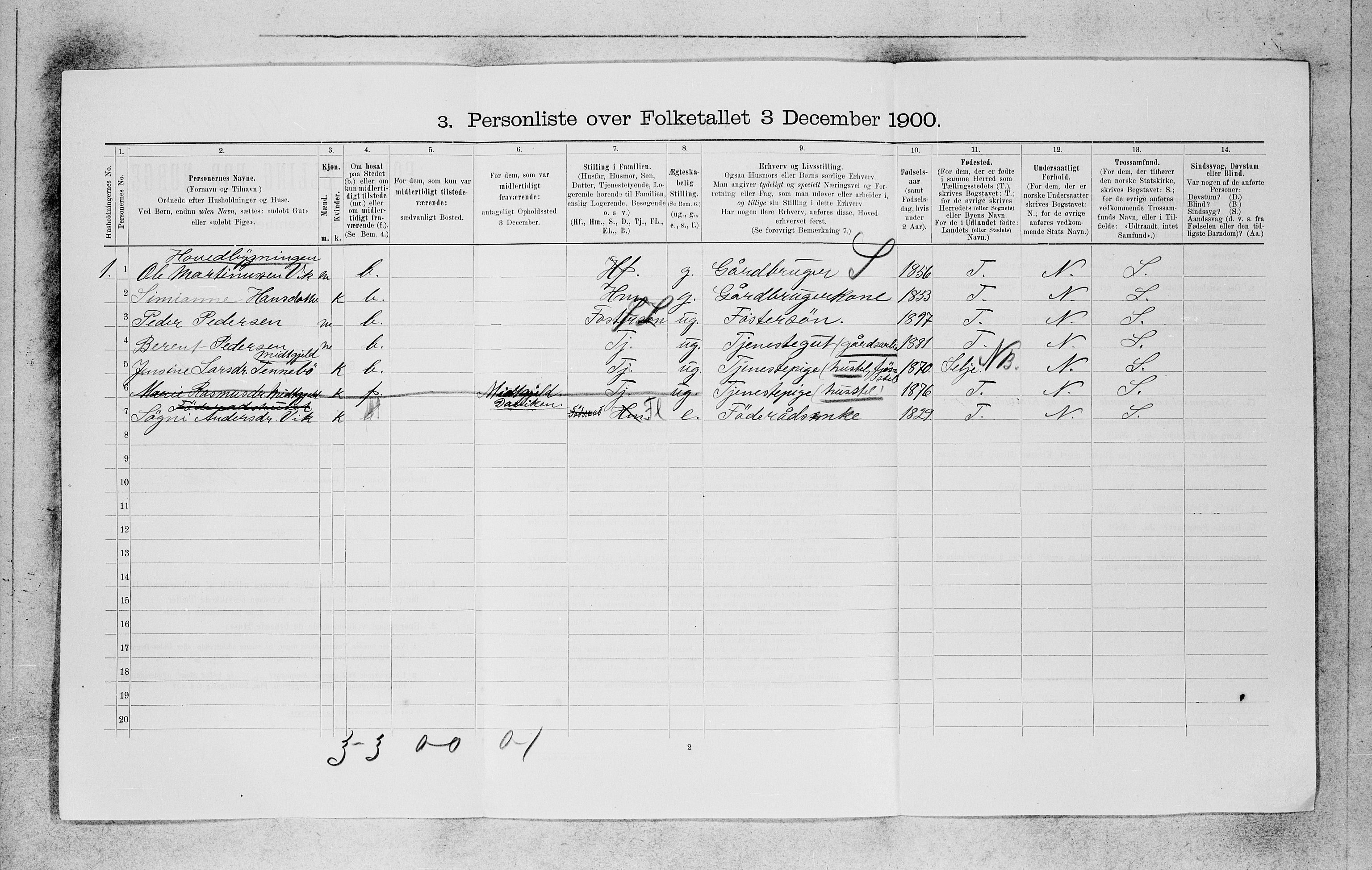 SAB, 1900 census for Davik, 1900, p. 134