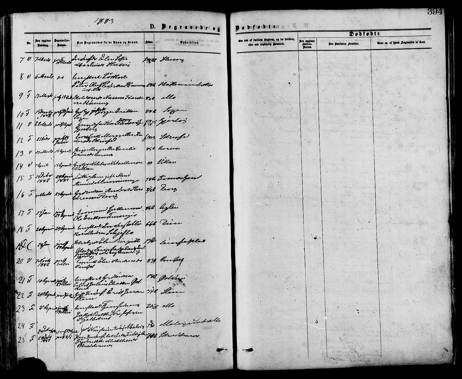 Ministerialprotokoller, klokkerbøker og fødselsregistre - Nord-Trøndelag, SAT/A-1458/773/L0616: Parish register (official) no. 773A07, 1870-1887, p. 394