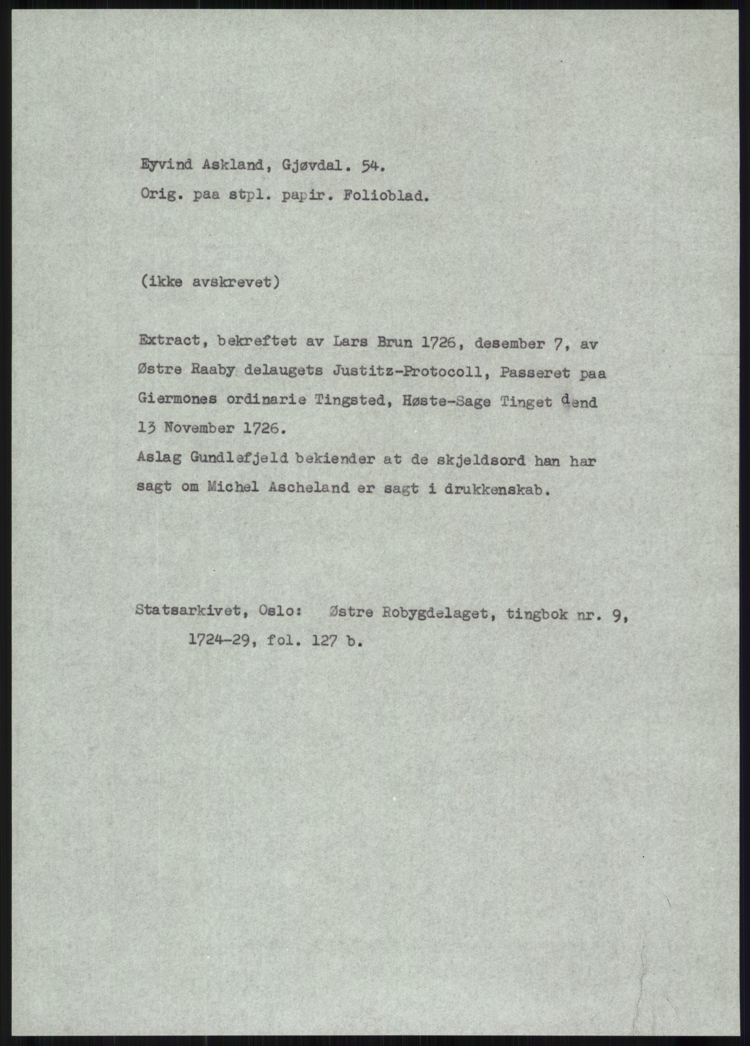 Samlinger til kildeutgivelse, Diplomavskriftsamlingen, AV/RA-EA-4053/H/Ha, p. 305