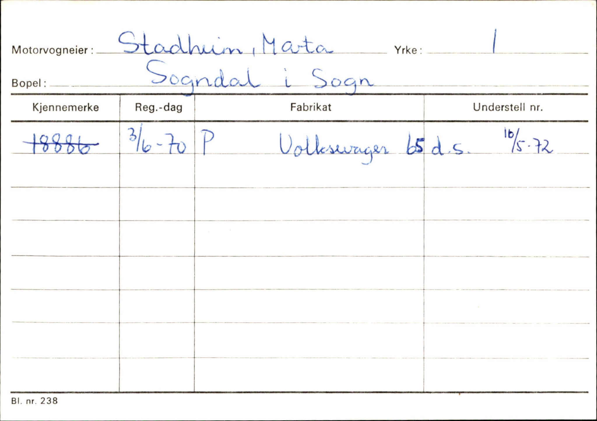 Statens vegvesen, Sogn og Fjordane vegkontor, SAB/A-5301/4/F/L0124: Eigarregister Sogndal A-U, 1945-1975, p. 2407