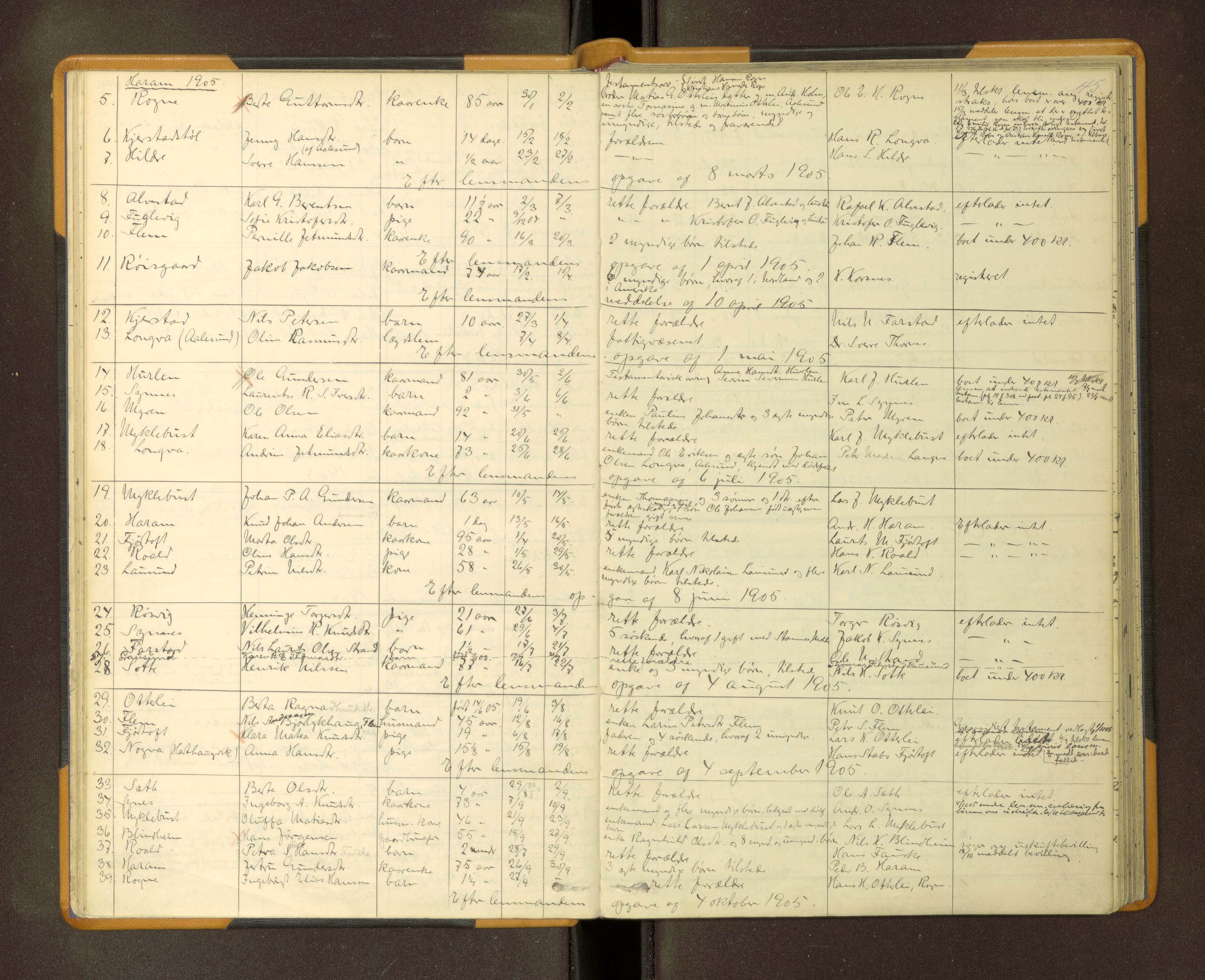 Nordre Sunnmøre sorenskriveri, AV/SAT-A-0006/1/3/3L/L0006: Dødsfallsprotokoll, 1902-1912, p. 45