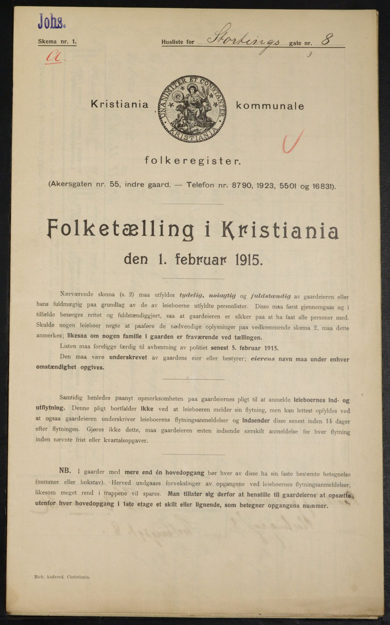 OBA, Municipal Census 1915 for Kristiania, 1915, p. 103687