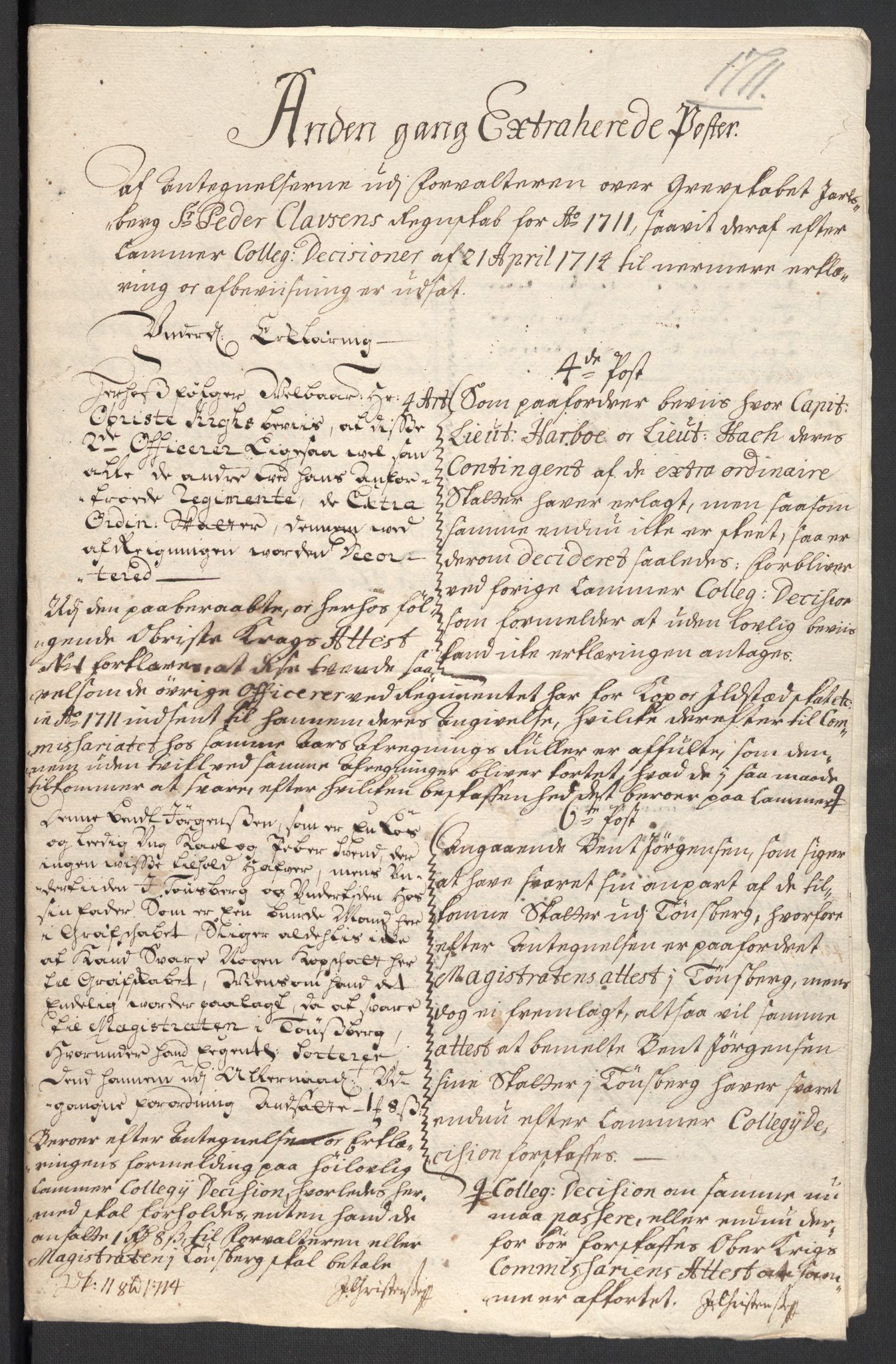 Rentekammeret inntil 1814, Reviderte regnskaper, Fogderegnskap, RA/EA-4092/R32/L1876: Fogderegnskap Jarlsberg grevskap, 1711, p. 500