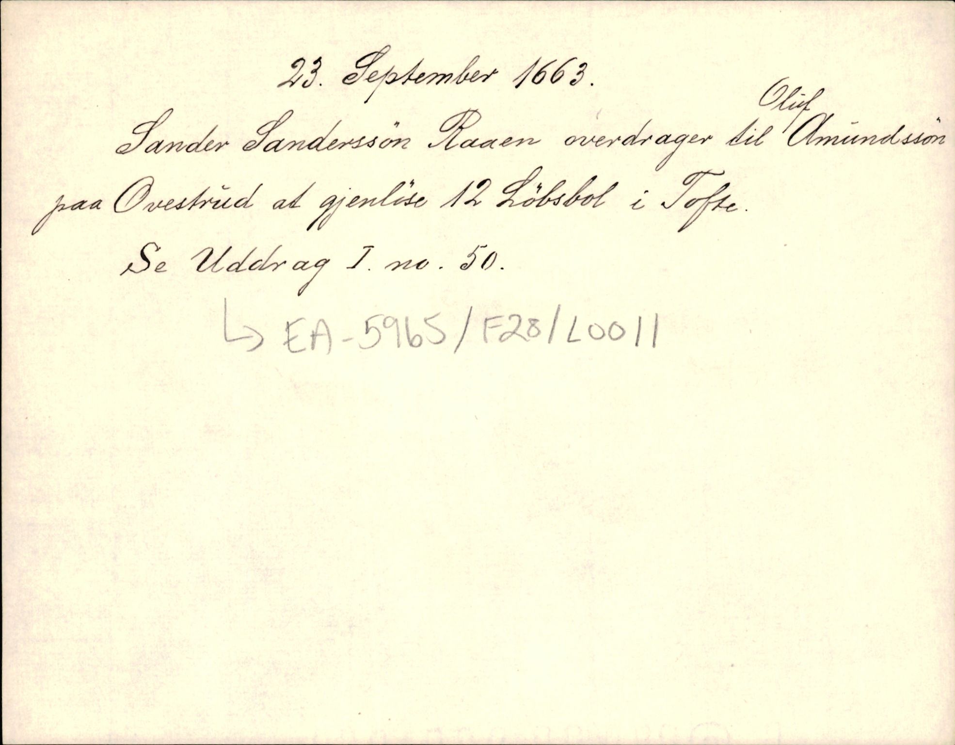 Riksarkivets diplomsamling, AV/RA-EA-5965/F35/F35d/L0005: Innlånte diplomer, seddelregister, 1661-1690, p. 75