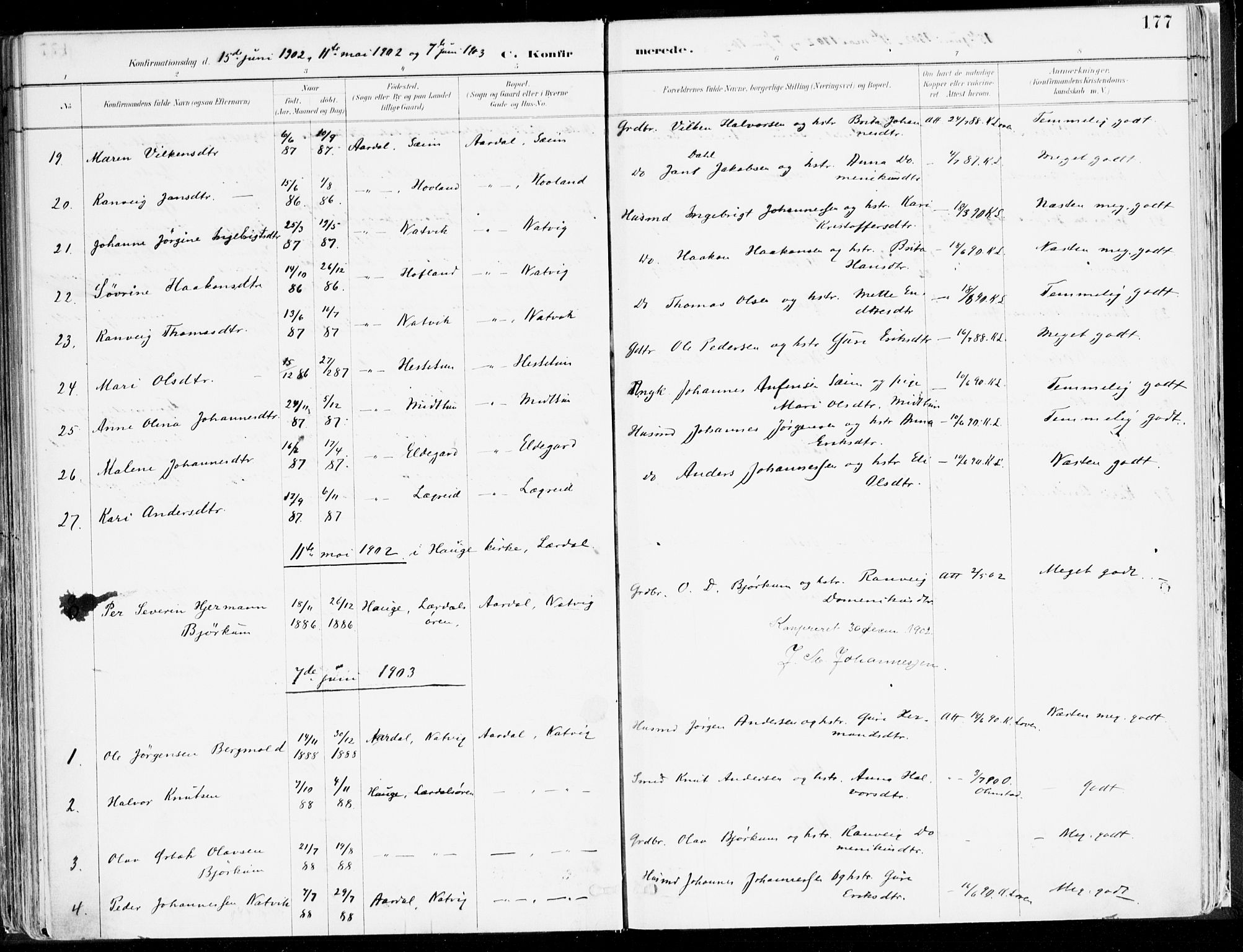 Årdal sokneprestembete, AV/SAB-A-81701: Parish register (official) no. A 5, 1887-1917, p. 177