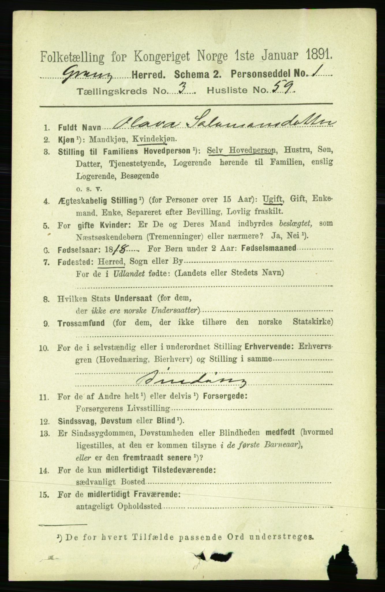 RA, 1891 census for 1742 Grong, 1891, p. 1439