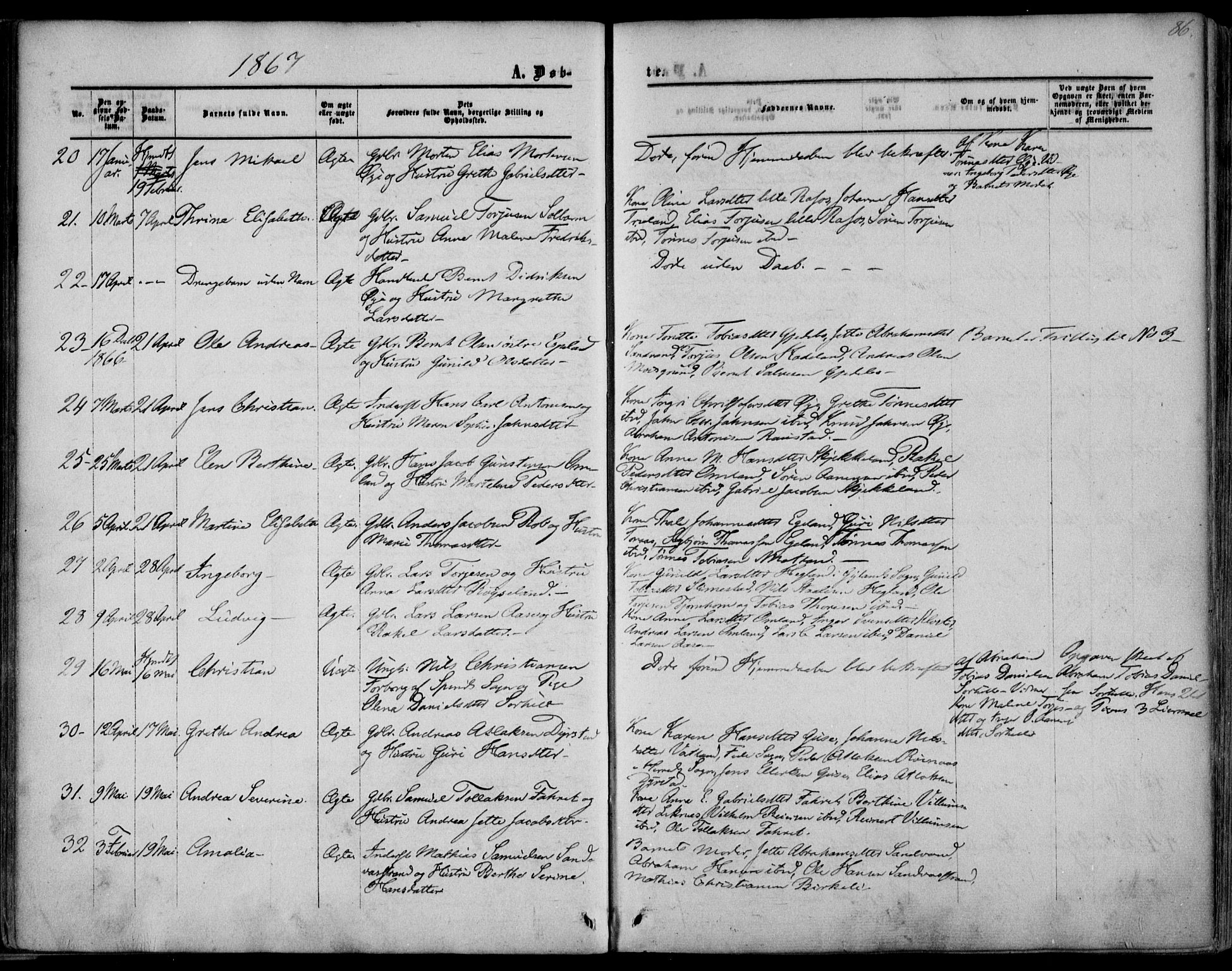 Kvinesdal sokneprestkontor, AV/SAK-1111-0026/F/Fa/Fab/L0006: Parish register (official) no. A 6, 1857-1869, p. 86