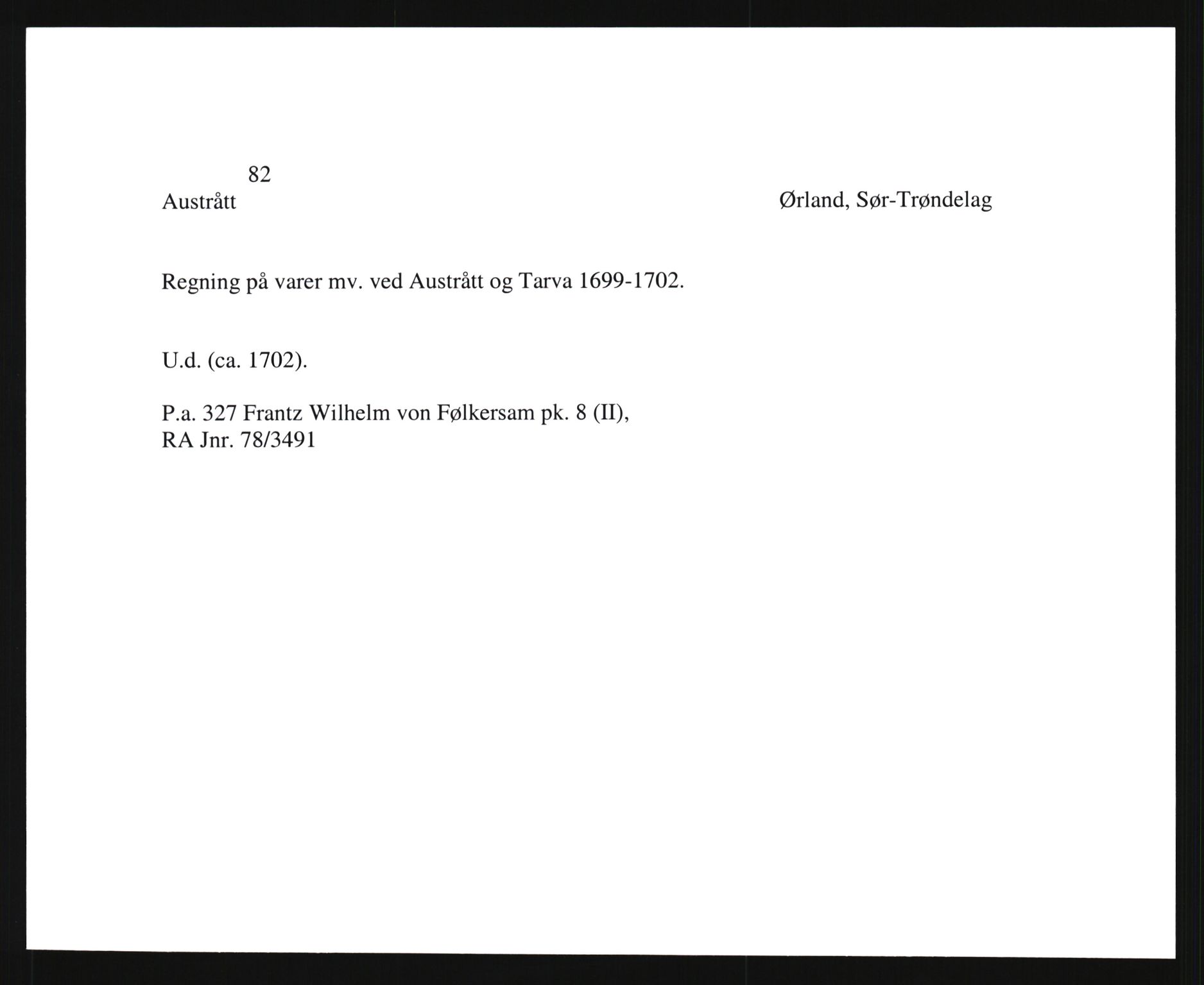 Riksarkivets diplomsamling, AV/RA-EA-5965/F35/F35e/L0032: Registreringssedler Sør-Trøndelag, 1400-1700, p. 129