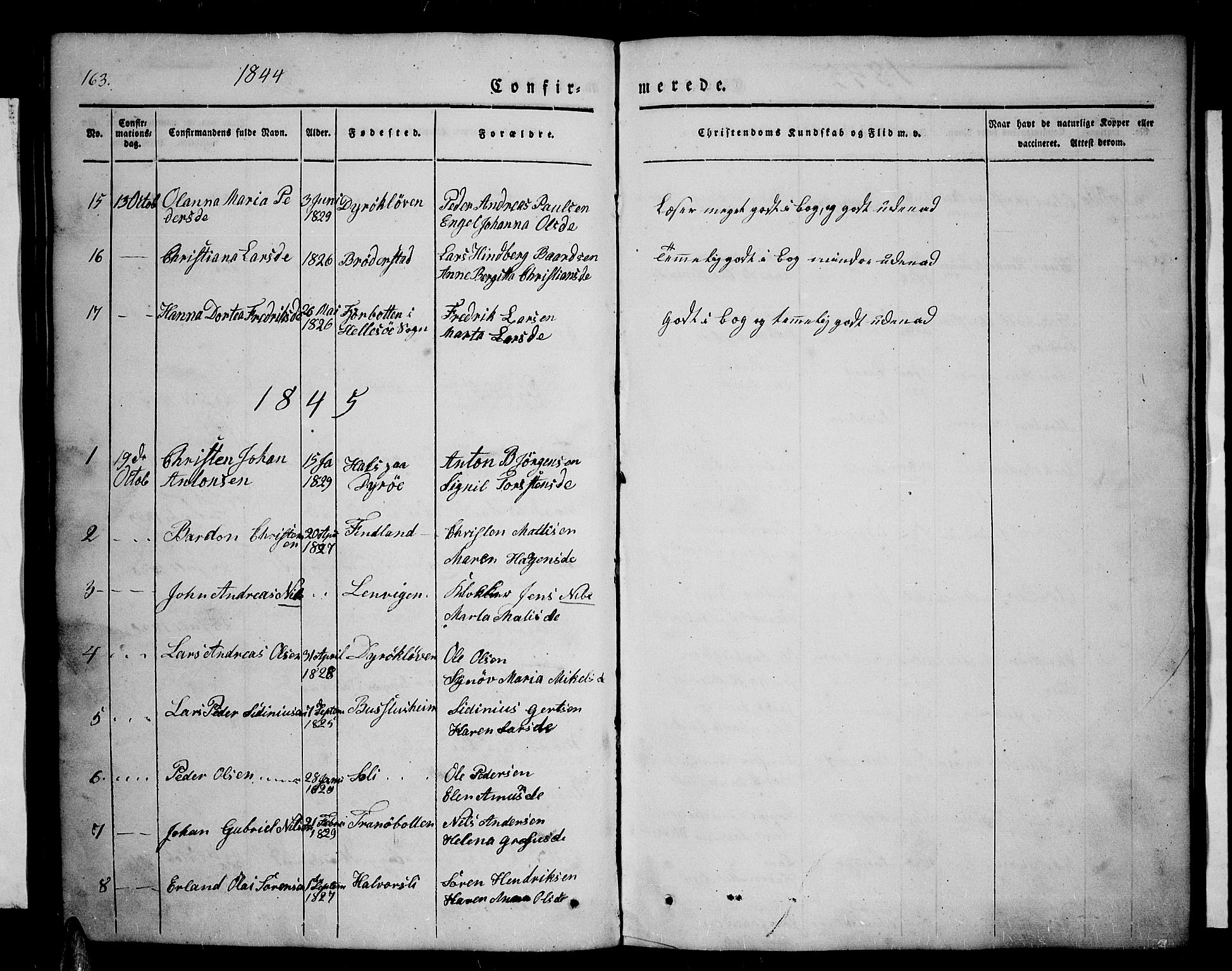 Tranøy sokneprestkontor, AV/SATØ-S-1313/I/Ia/Iab/L0001klokker: Parish register (copy) no. 1, 1835-1853, p. 163