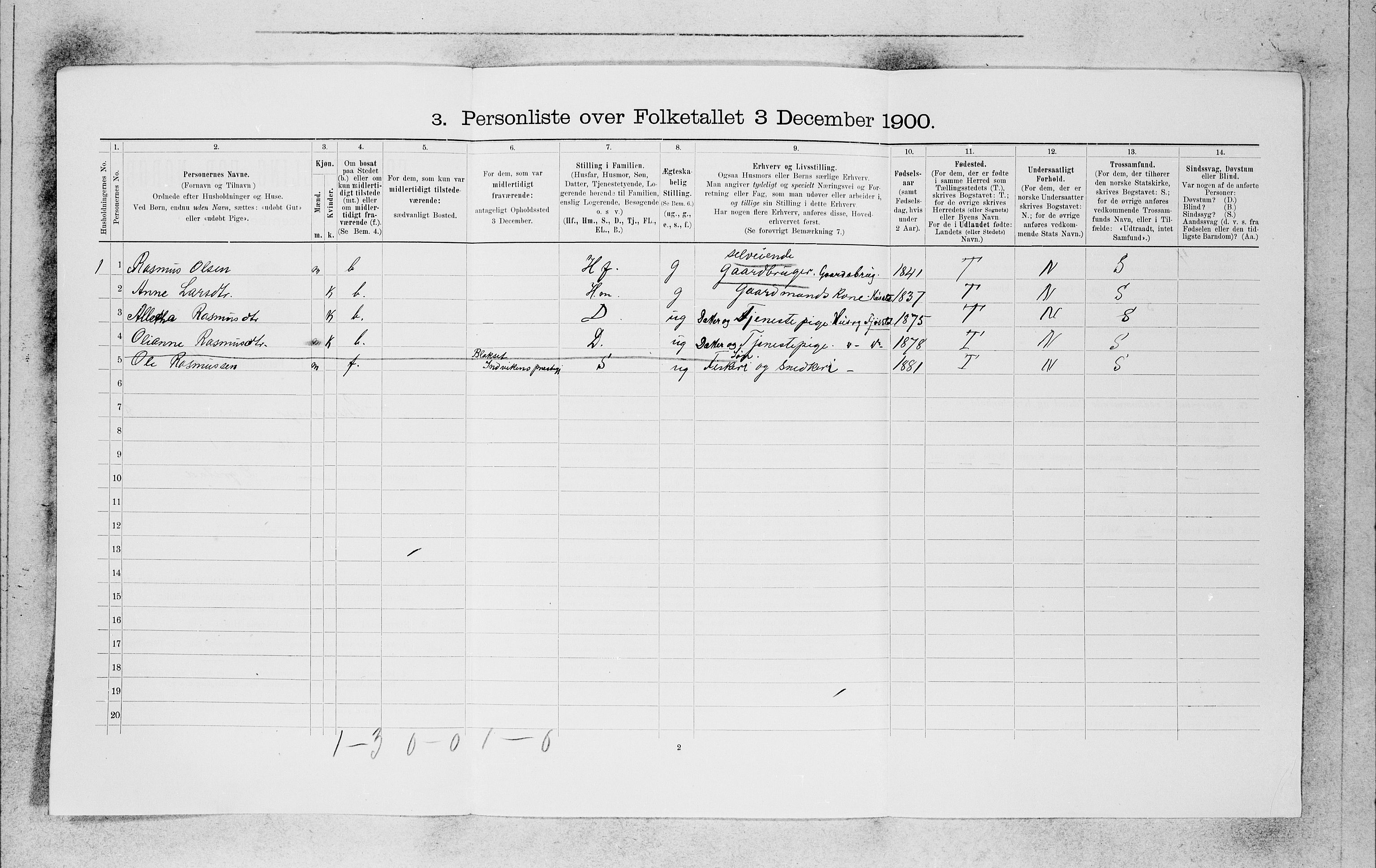 SAB, 1900 census for Bremanger, 1900, p. 637