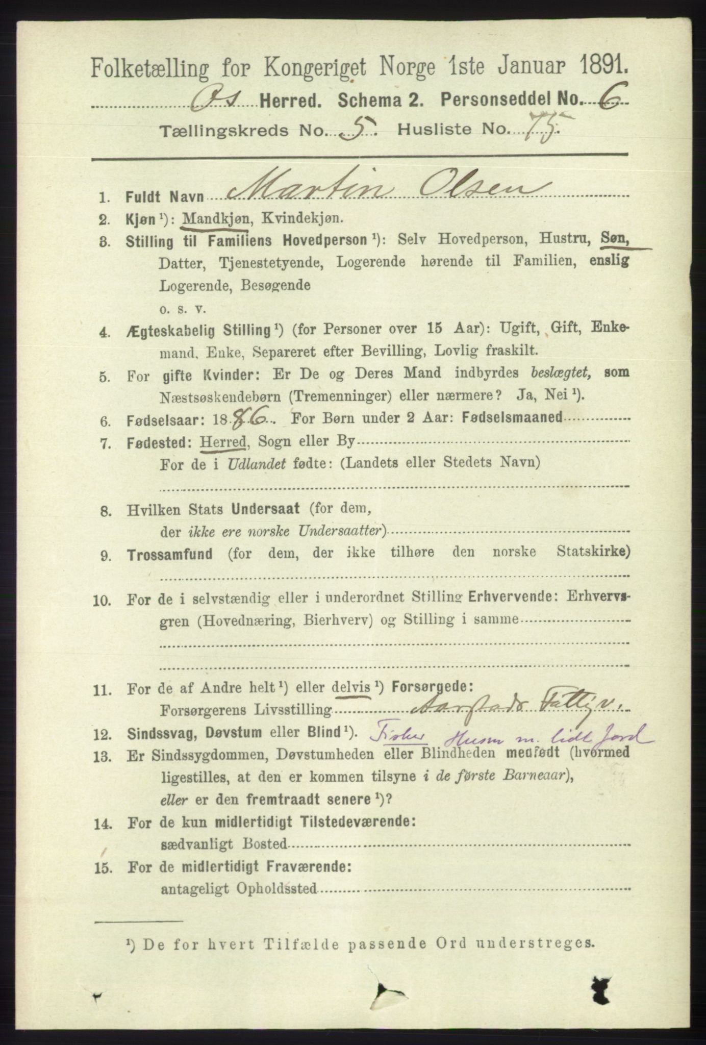 RA, 1891 census for 1243 Os, 1891, p. 1403