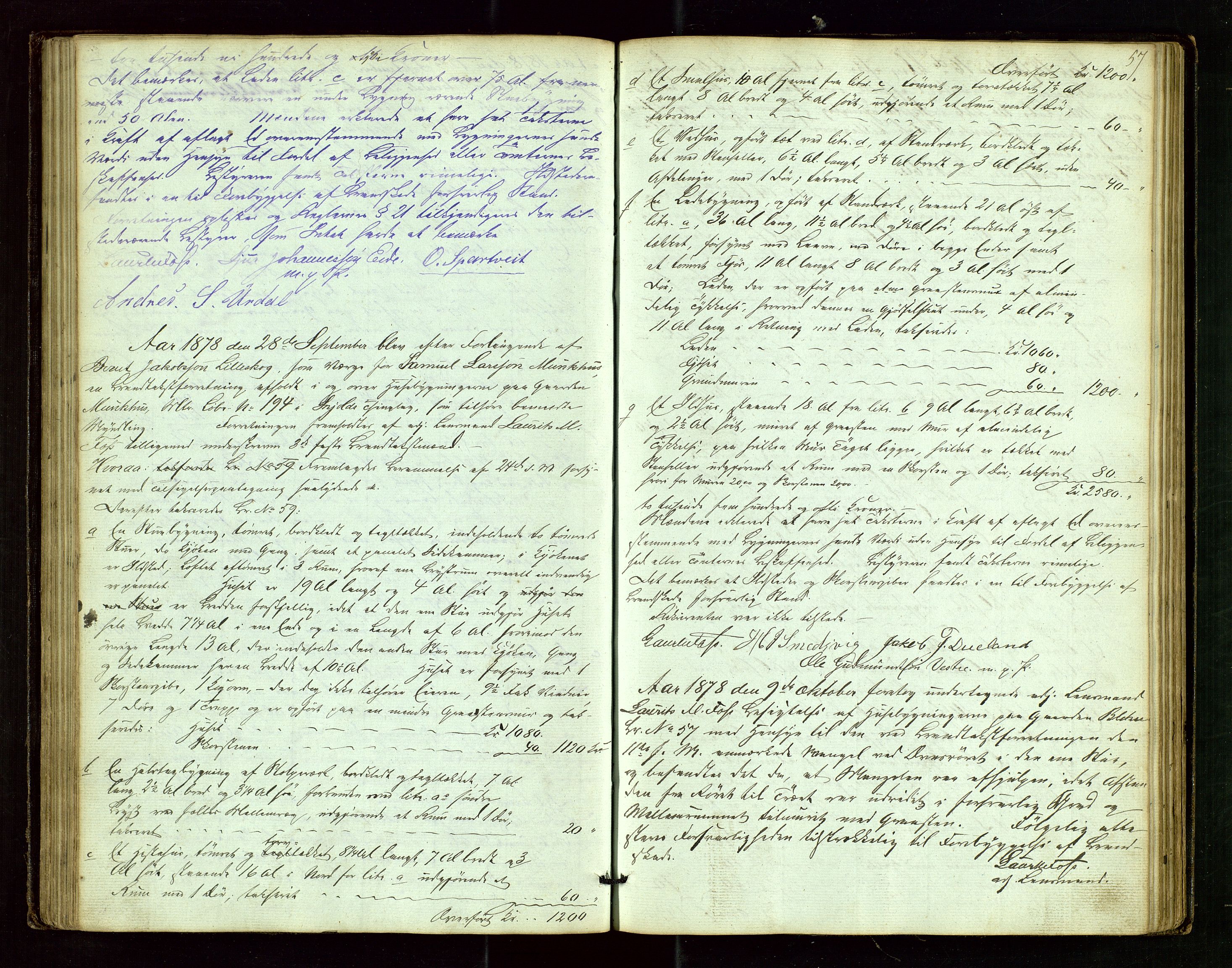 Skjold lensmannskontor, AV/SAST-A-100182/Goa/L0001: "Brandtaxations-Protocol for Skjold Thinglaug i Ryfylke", 1853-1890, p. 56b-57a