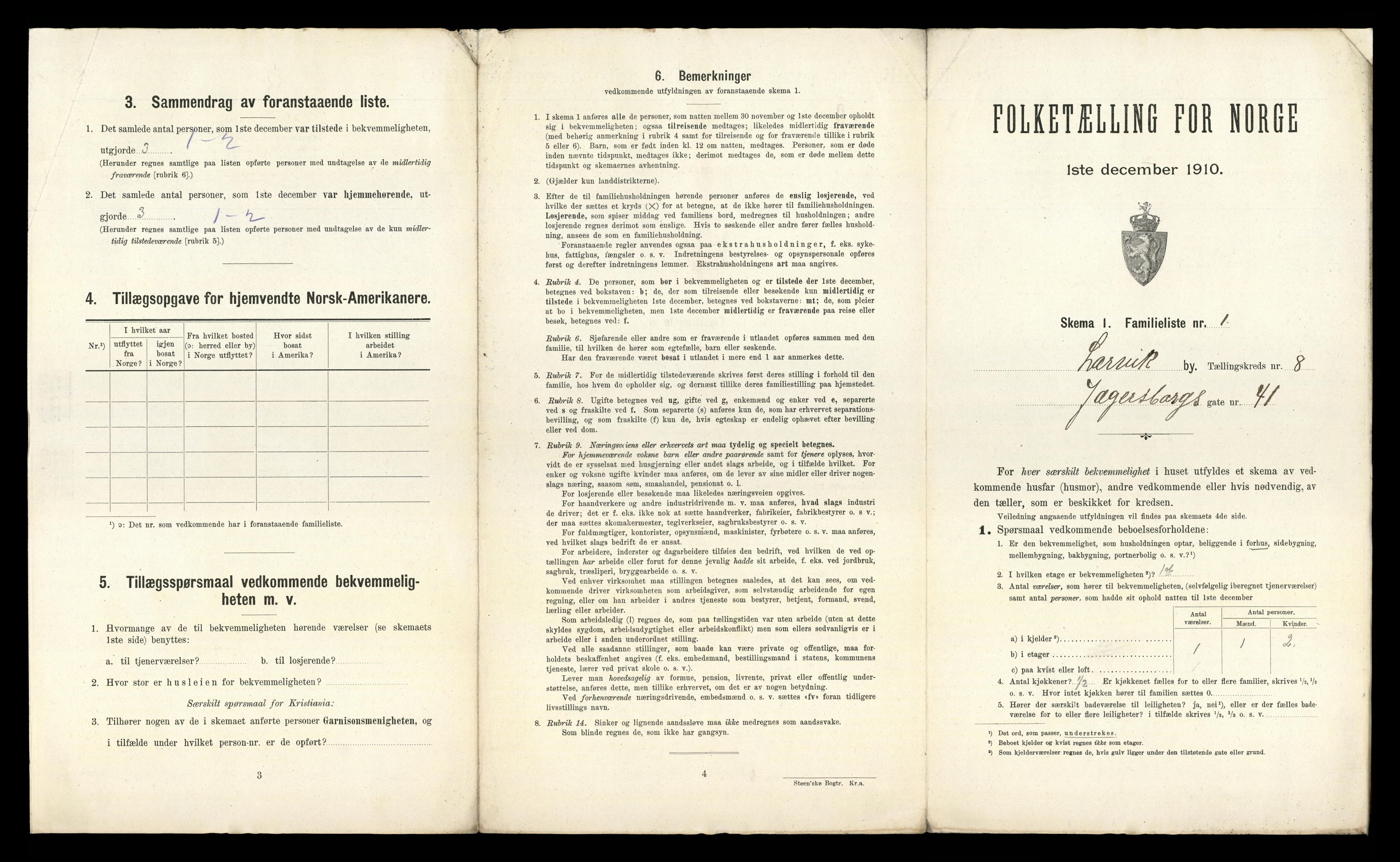 RA, 1910 census for Larvik, 1910, p. 2679