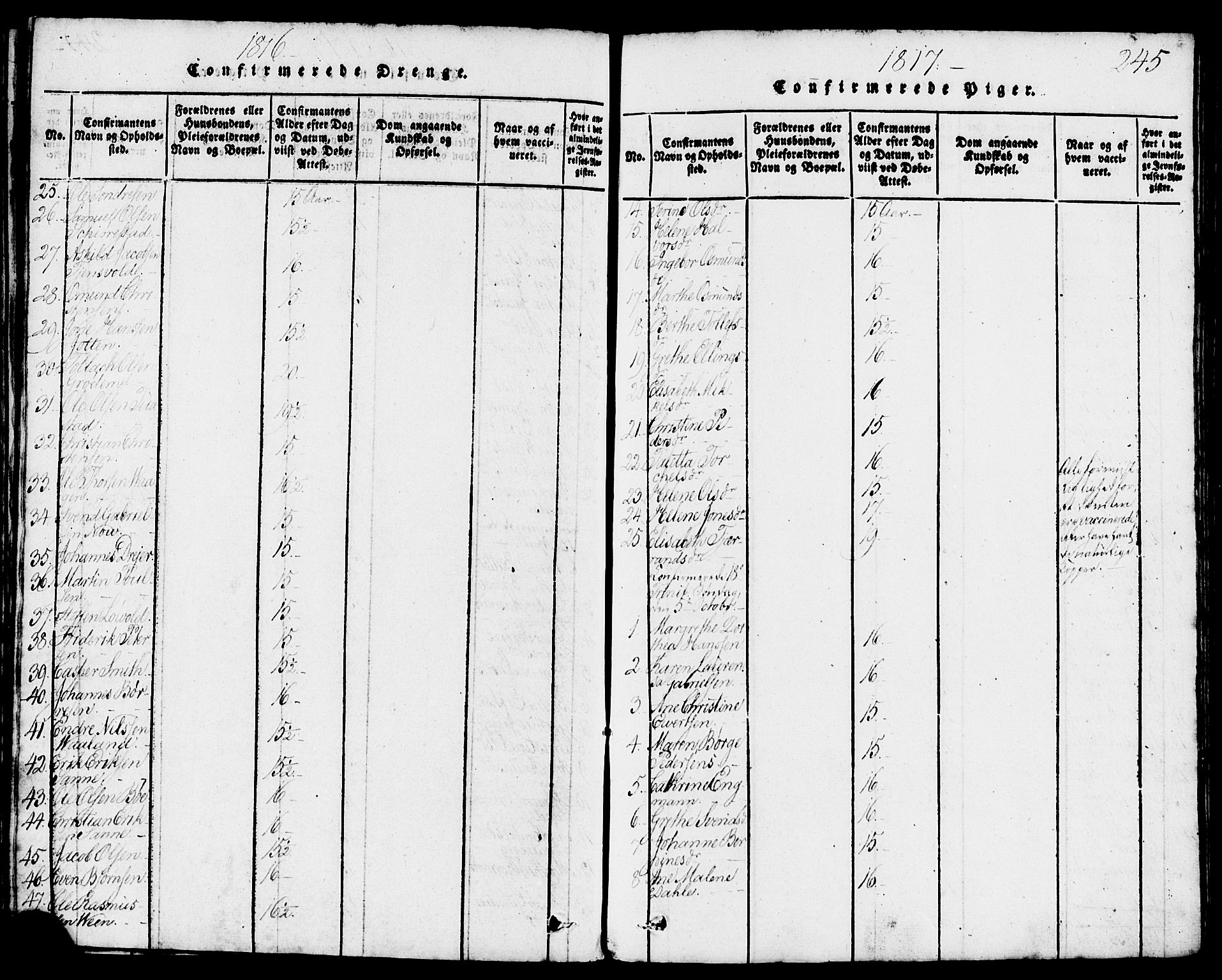 Domkirken sokneprestkontor, AV/SAST-A-101812/001/30/30BB/L0008: Parish register (copy) no. B 8, 1816-1821, p. 245