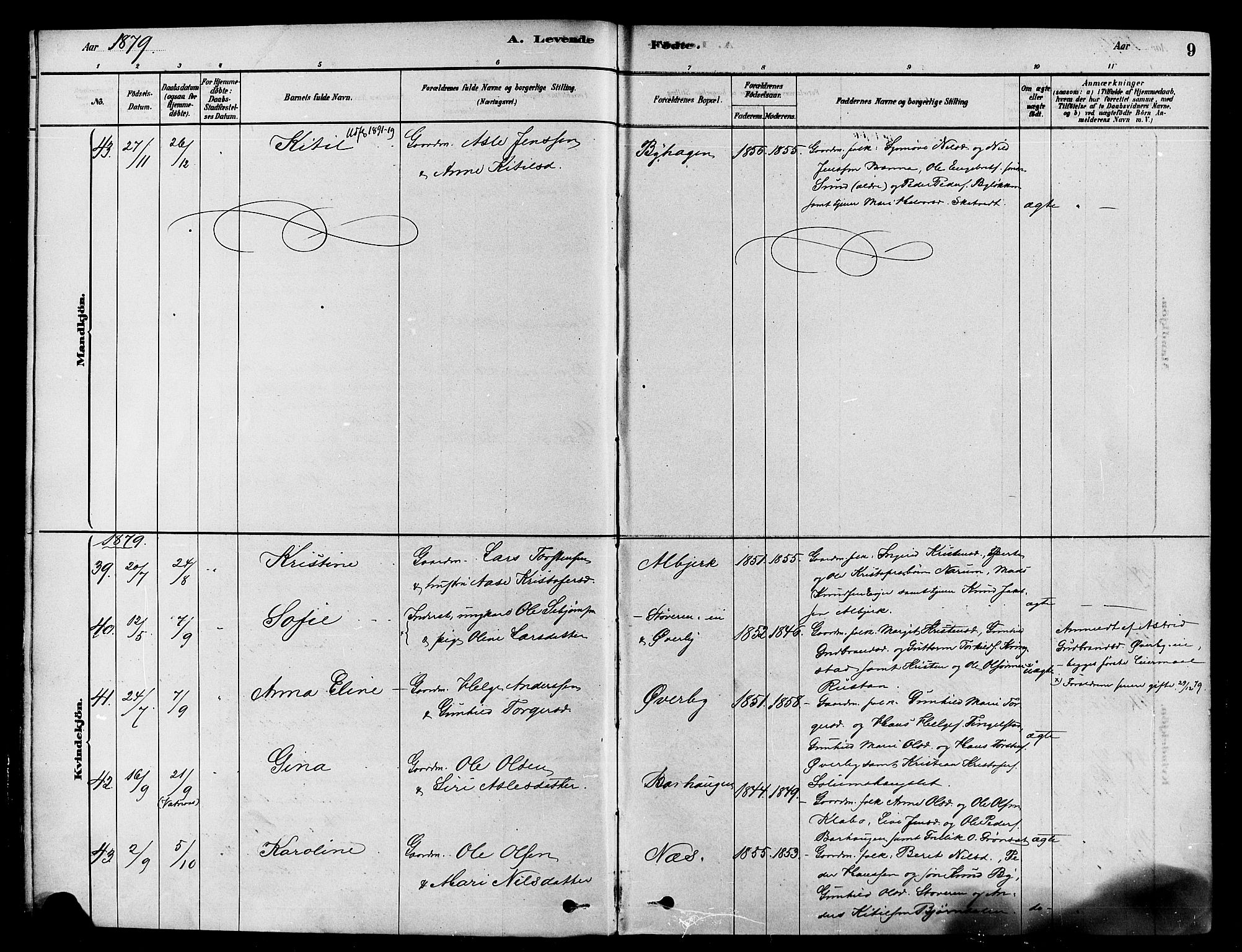 Sigdal kirkebøker, AV/SAKO-A-245/F/Fa/L0011: Parish register (official) no. I 11, 1879-1887, p. 9