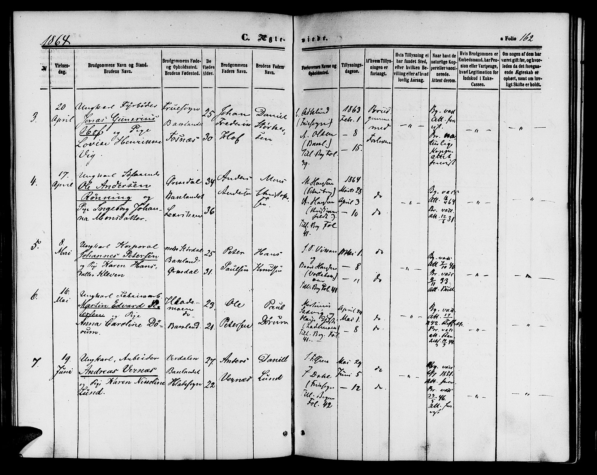 Ministerialprotokoller, klokkerbøker og fødselsregistre - Sør-Trøndelag, SAT/A-1456/604/L0185: Parish register (official) no. 604A06, 1861-1865, p. 162