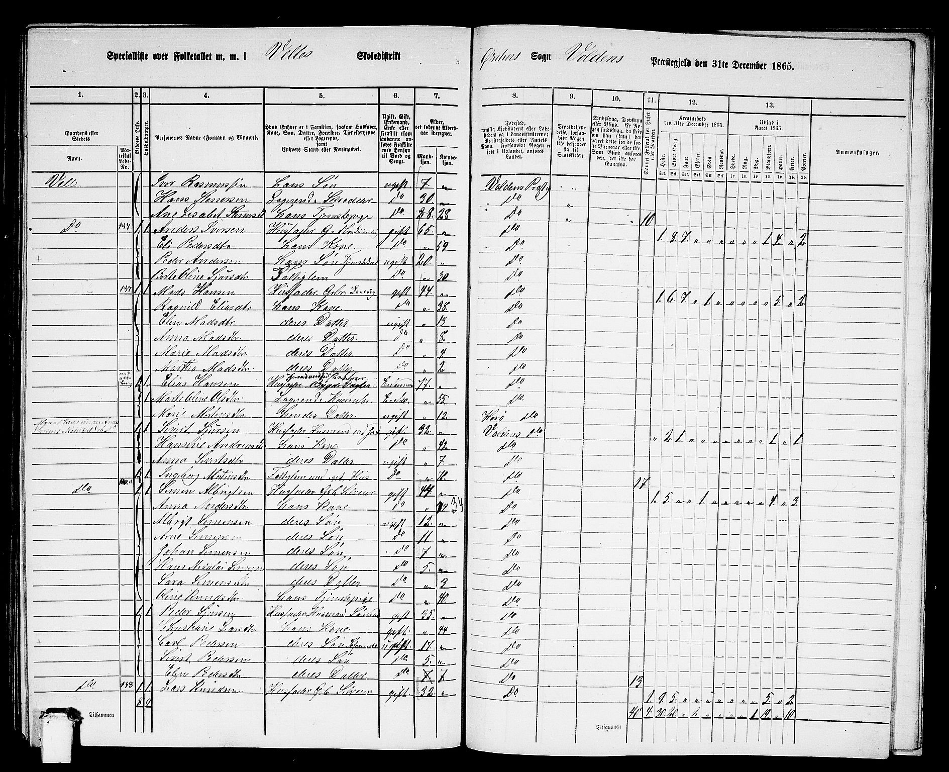 RA, 1865 census for Volda, 1865, p. 176