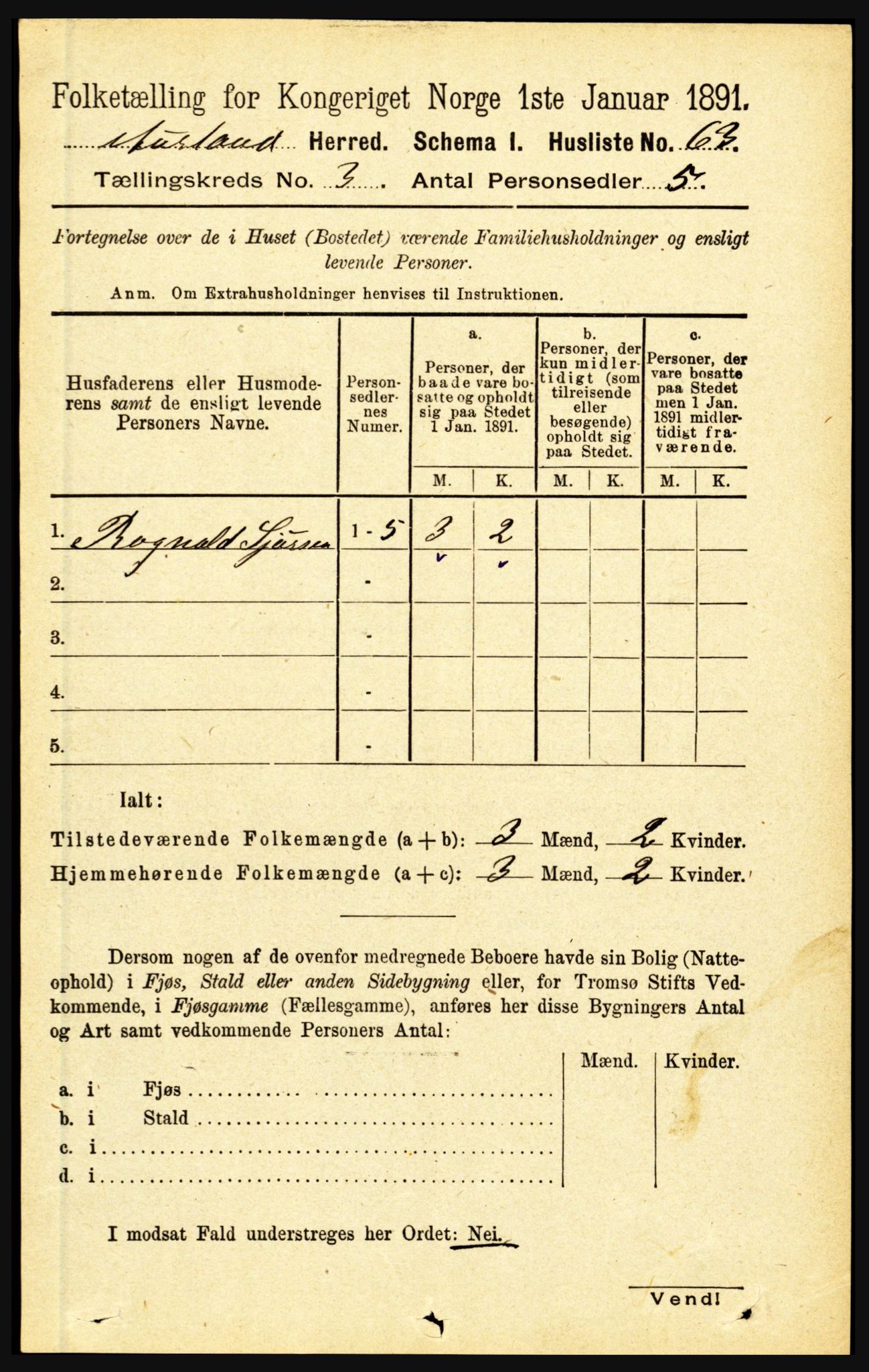 RA, 1891 census for 1421 Aurland, 1891, p. 939