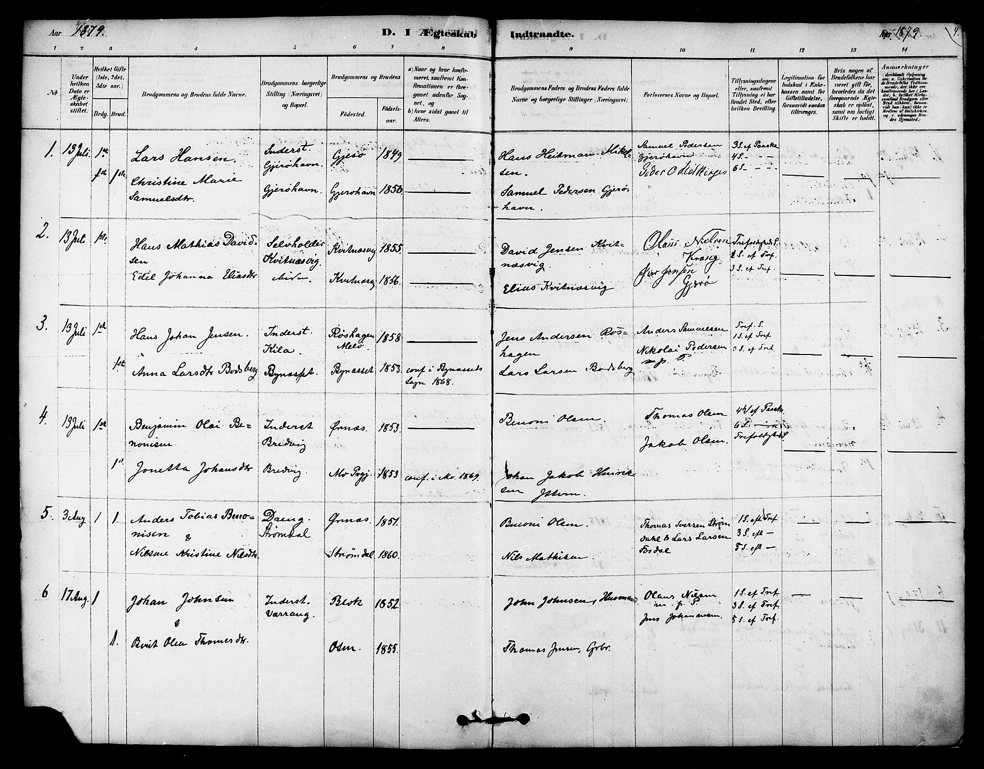 Ministerialprotokoller, klokkerbøker og fødselsregistre - Nordland, SAT/A-1459/841/L0609: Parish register (official) no. 841A13, 1878-1902, p. 4
