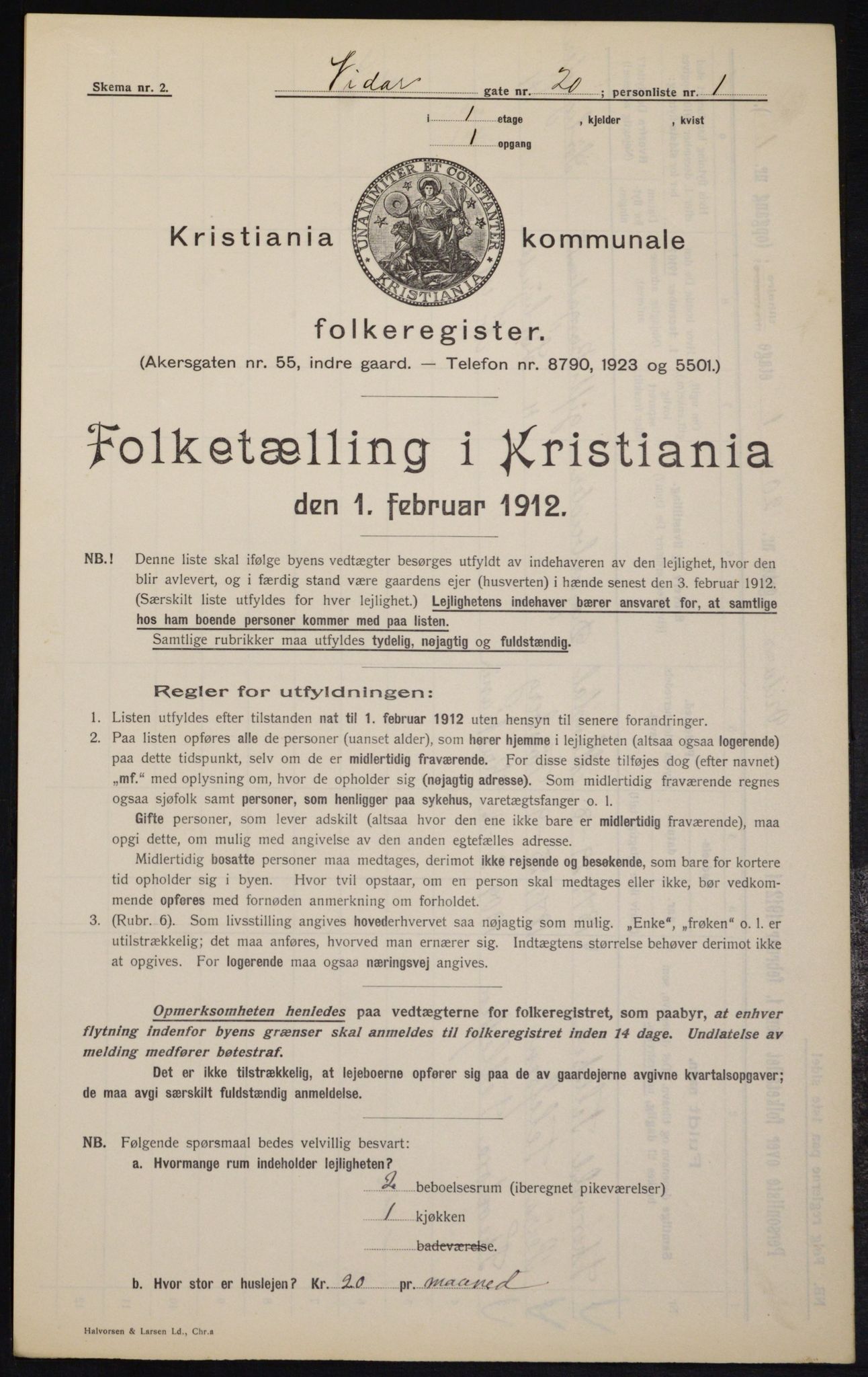 OBA, Municipal Census 1912 for Kristiania, 1912, p. 123661