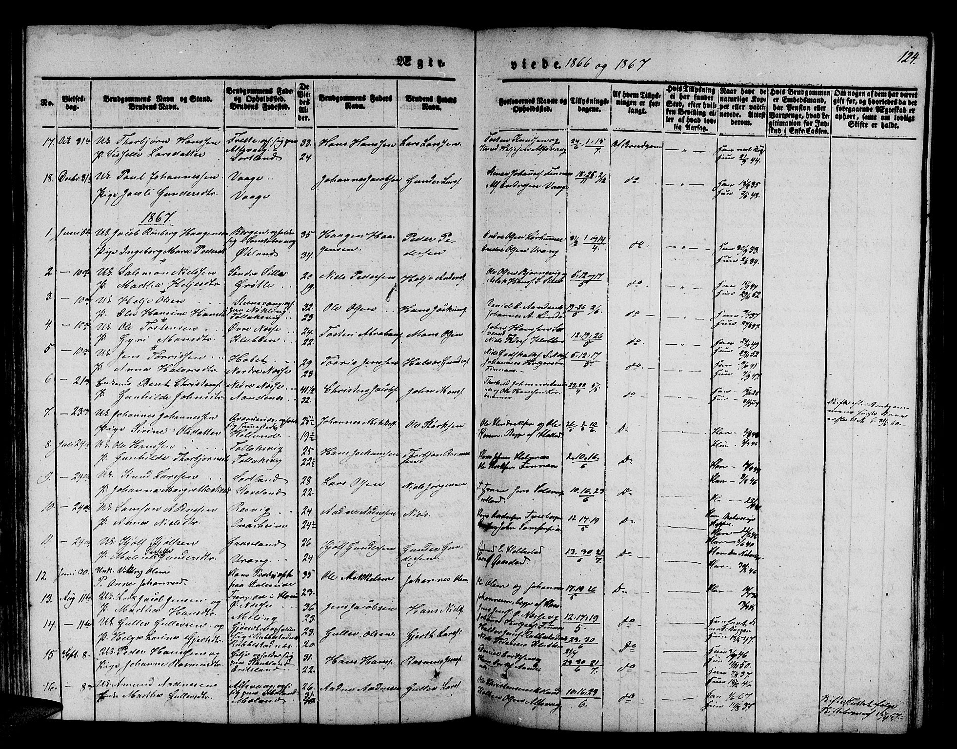 Finnås sokneprestembete, SAB/A-99925/H/Ha/Hab/Habb/L0001: Parish register (copy) no. B 1, 1851-1870, p. 124