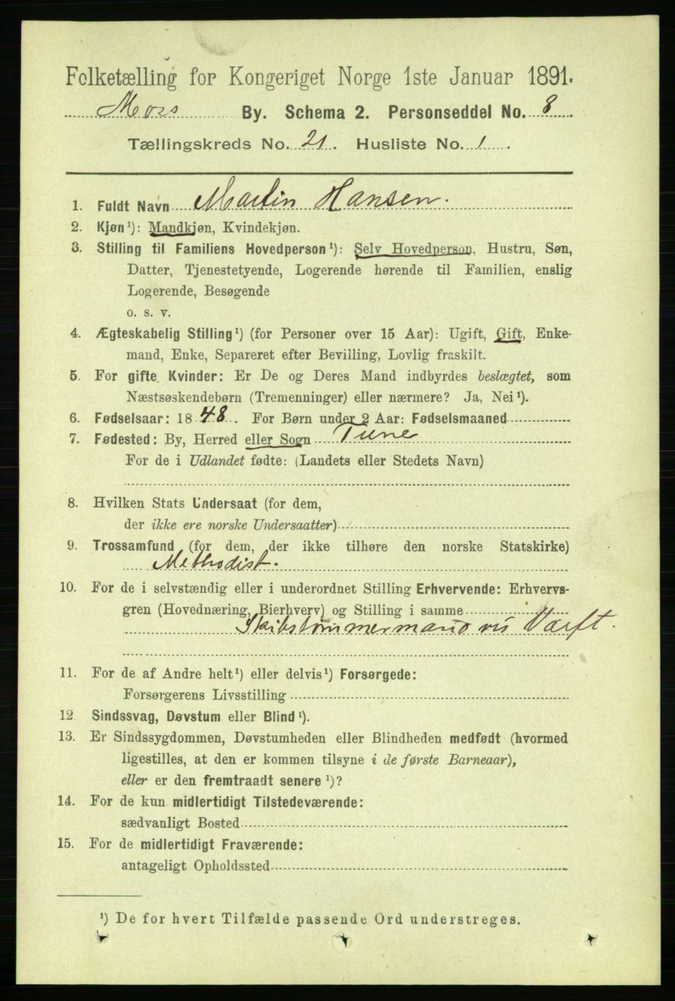 RA, 1891 census for 0104 Moss, 1891, p. 9096