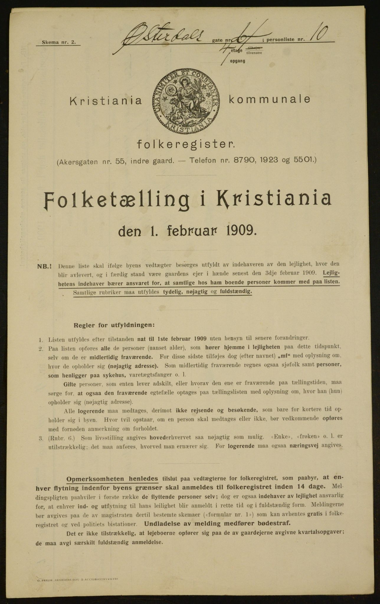 OBA, Municipal Census 1909 for Kristiania, 1909, p. 117104