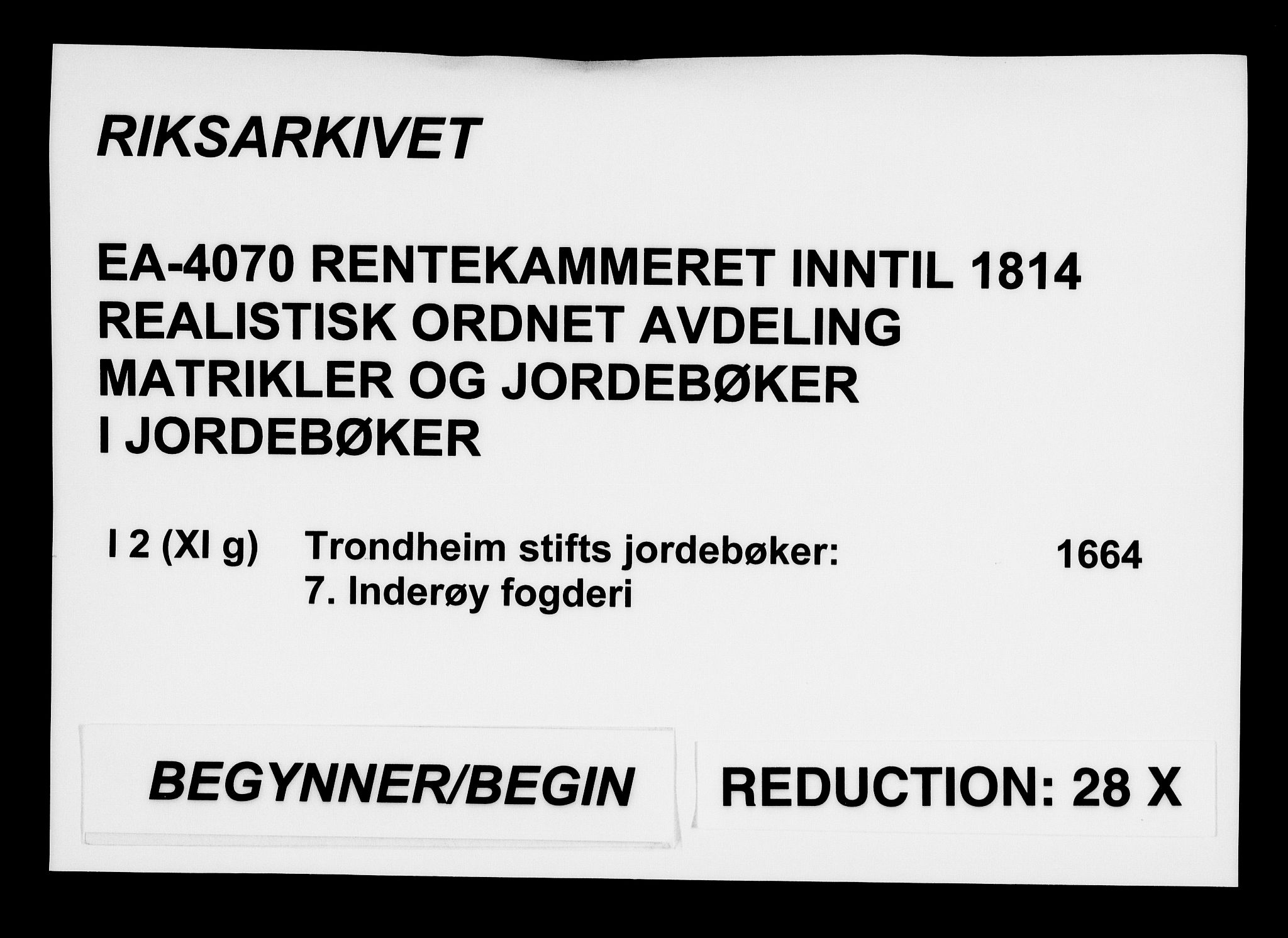 Rentekammeret inntil 1814, Realistisk ordnet avdeling, RA/EA-4070/N/Na/L0002/0007: [XI g]: Trondheims stifts jordebøker: / Inderøy fogderi, 1664