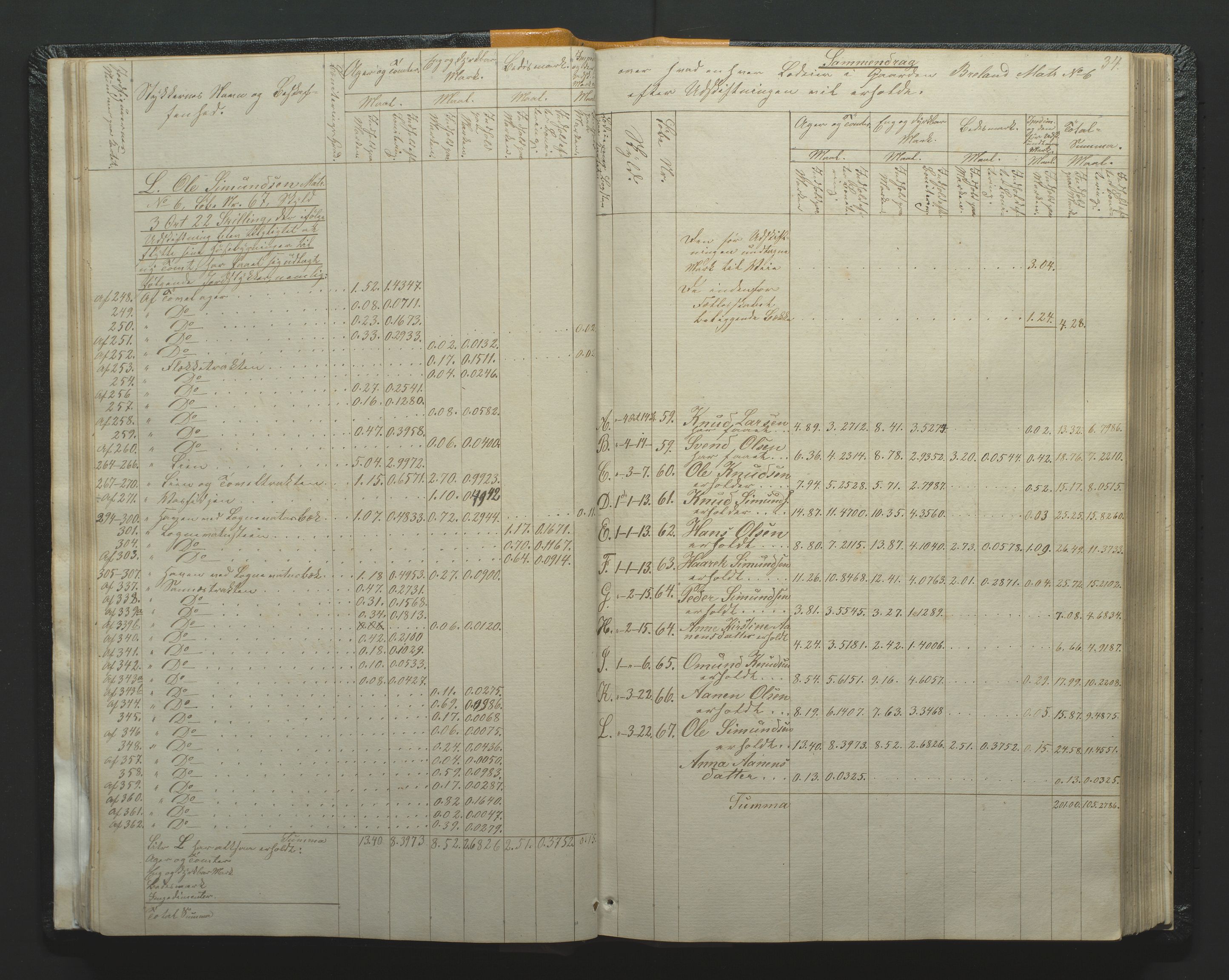 Utskiftningsformannen i Nedenes amt, AV/SAK-1541-0002/F/Fa/Faa/L0002: Utskiftningsprotokoll med gårdsregister, Nedenes amt nr 2, 1860-1867, p. 34
