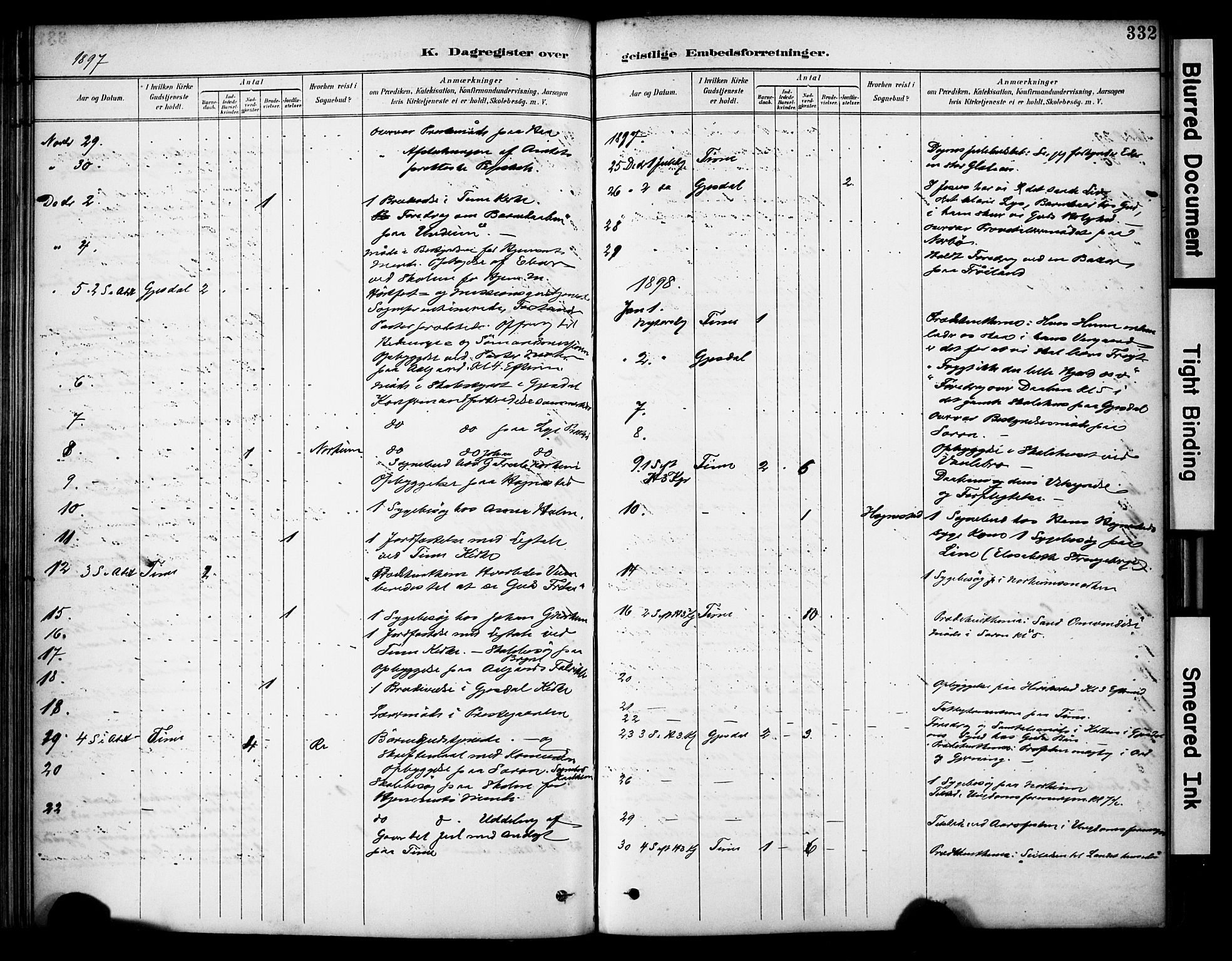 Lye sokneprestkontor, AV/SAST-A-101794/001/30BA/L0011: Parish register (official) no. A 9, 1893-1903, p. 332