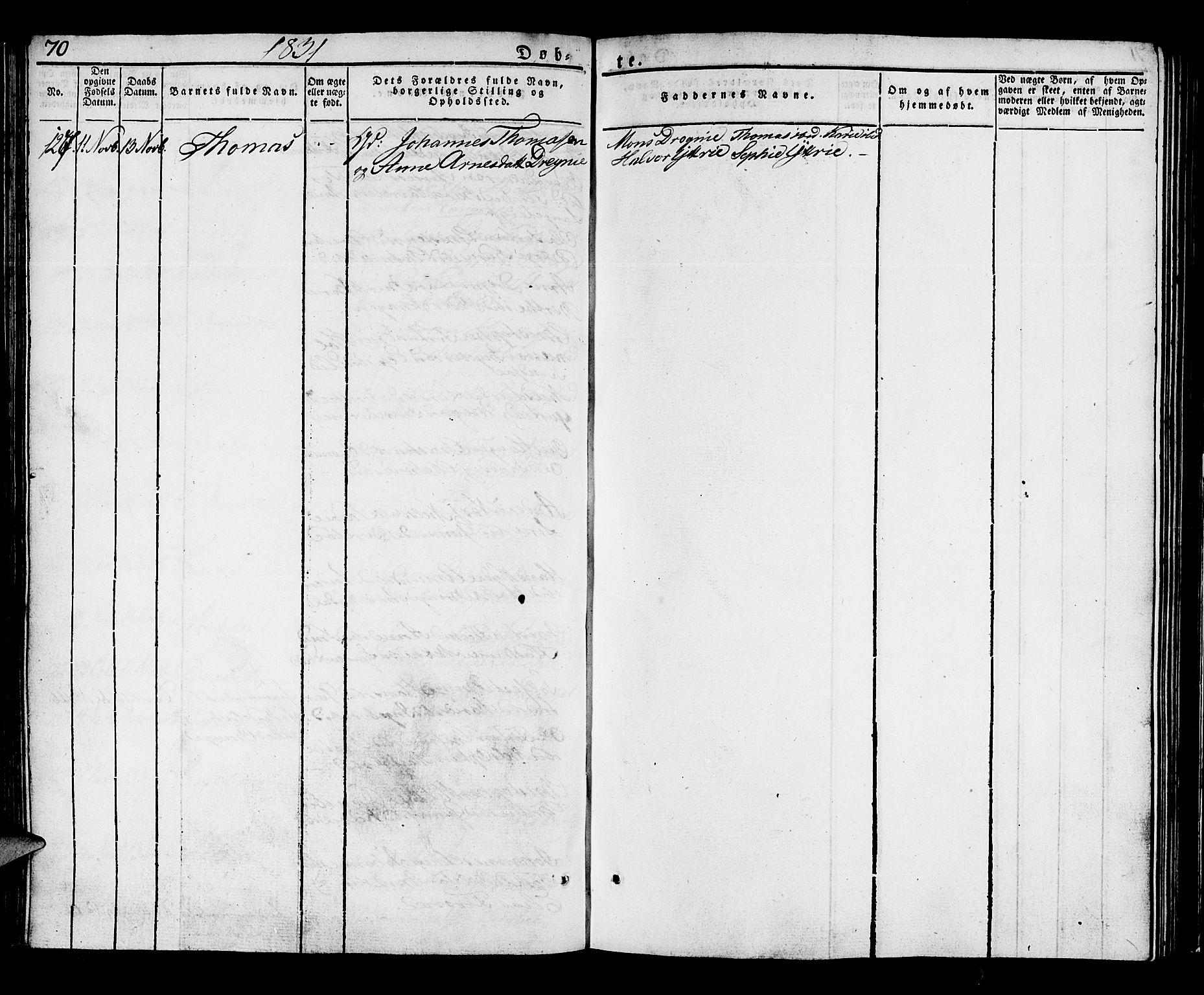 Luster sokneprestembete, SAB/A-81101/H/Haa/Haaa/L0004: Parish register (official) no. A 4, 1821-1832, p. 70
