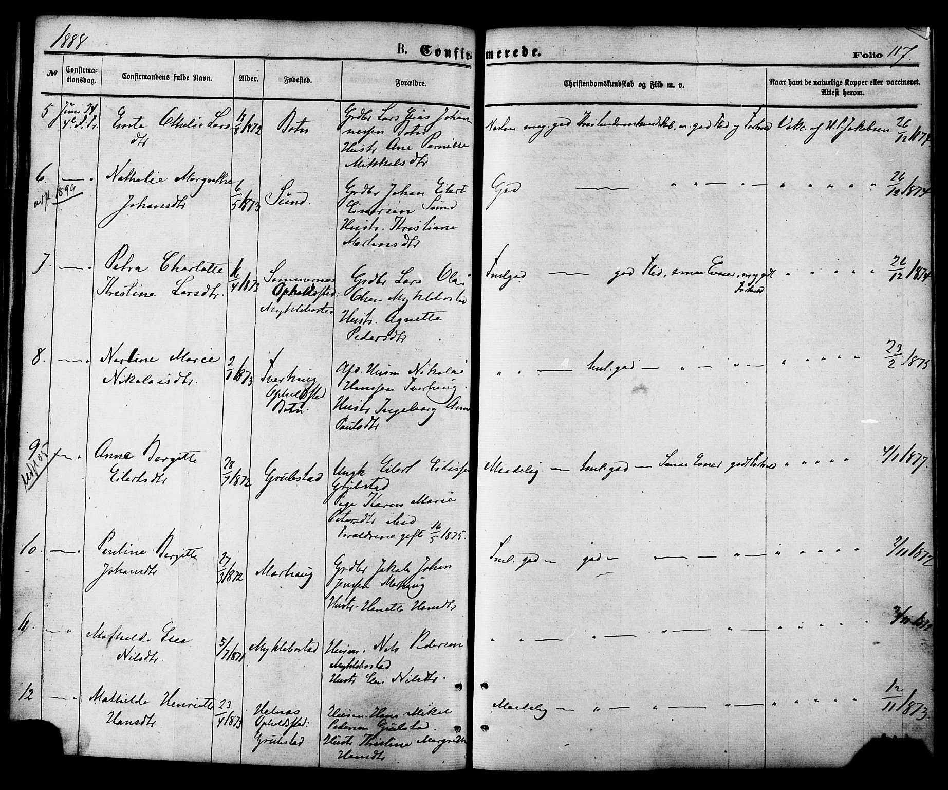 Ministerialprotokoller, klokkerbøker og fødselsregistre - Nordland, AV/SAT-A-1459/857/L0821: Parish register (official) no. 857A01, 1875-1889, p. 117