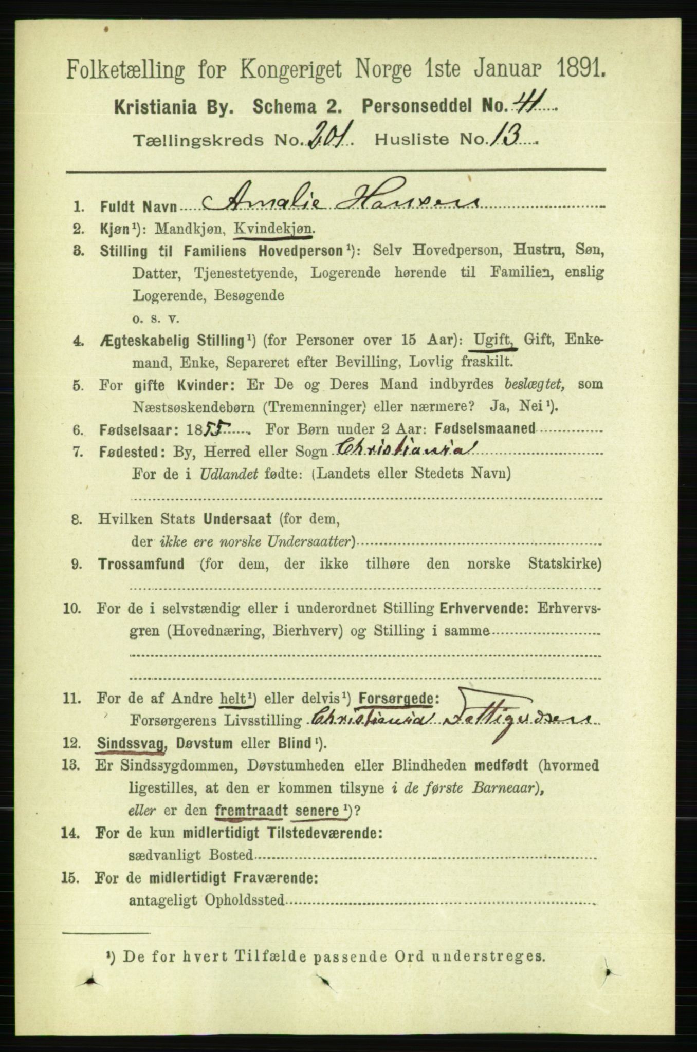 RA, 1891 census for 0301 Kristiania, 1891, p. 121142