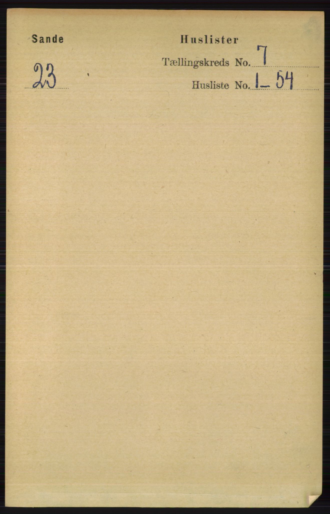 RA, 1891 census for 0713 Sande, 1891, p. 3079