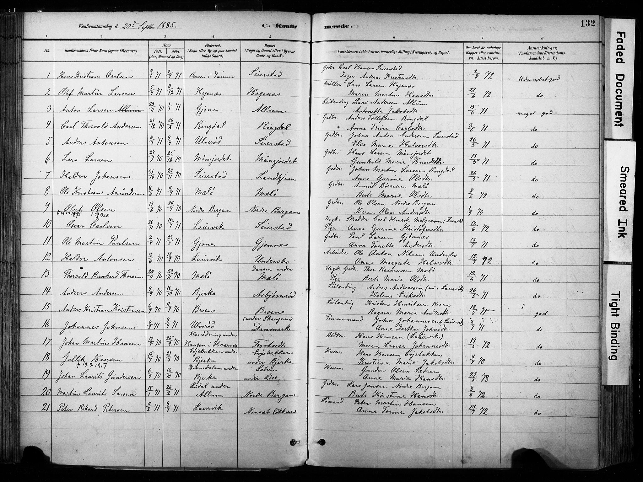 Hedrum kirkebøker, SAKO/A-344/F/Fa/L0009: Parish register (official) no. I 9, 1881-1903, p. 132