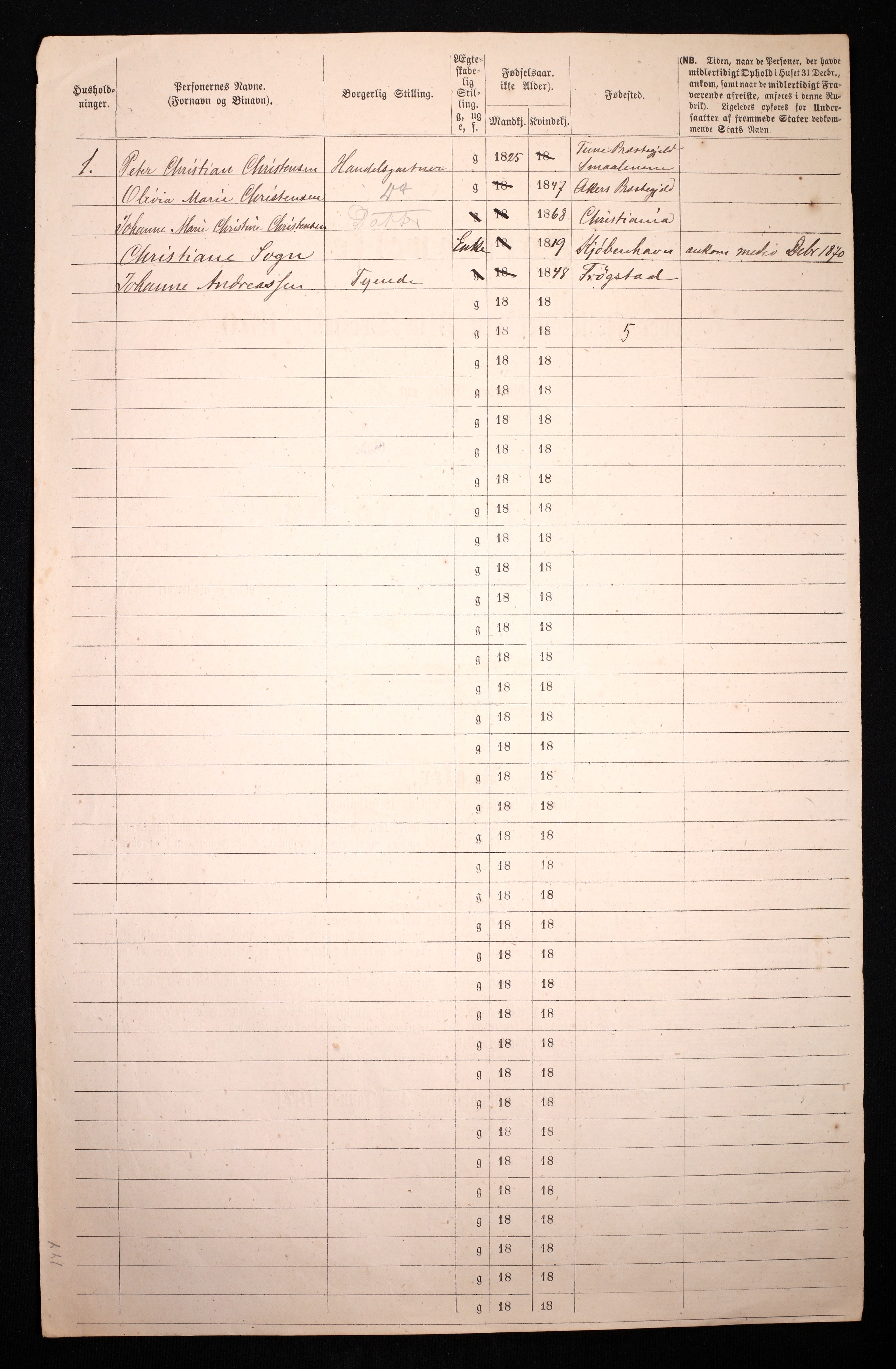 RA, 1870 census for 0301 Kristiania, 1870, p. 4401