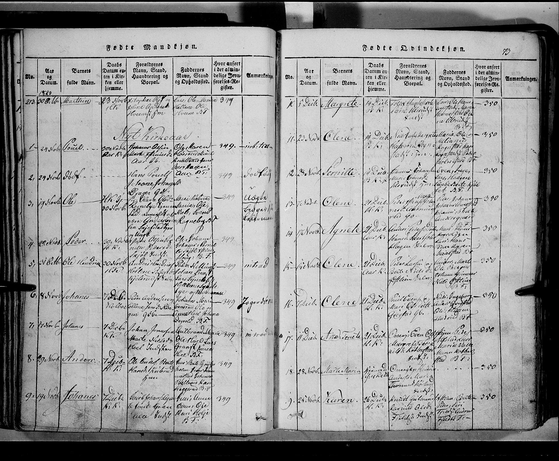 Toten prestekontor, SAH/PREST-102/H/Ha/Hab/L0002: Parish register (copy) no. 2, 1820-1827, p. 73