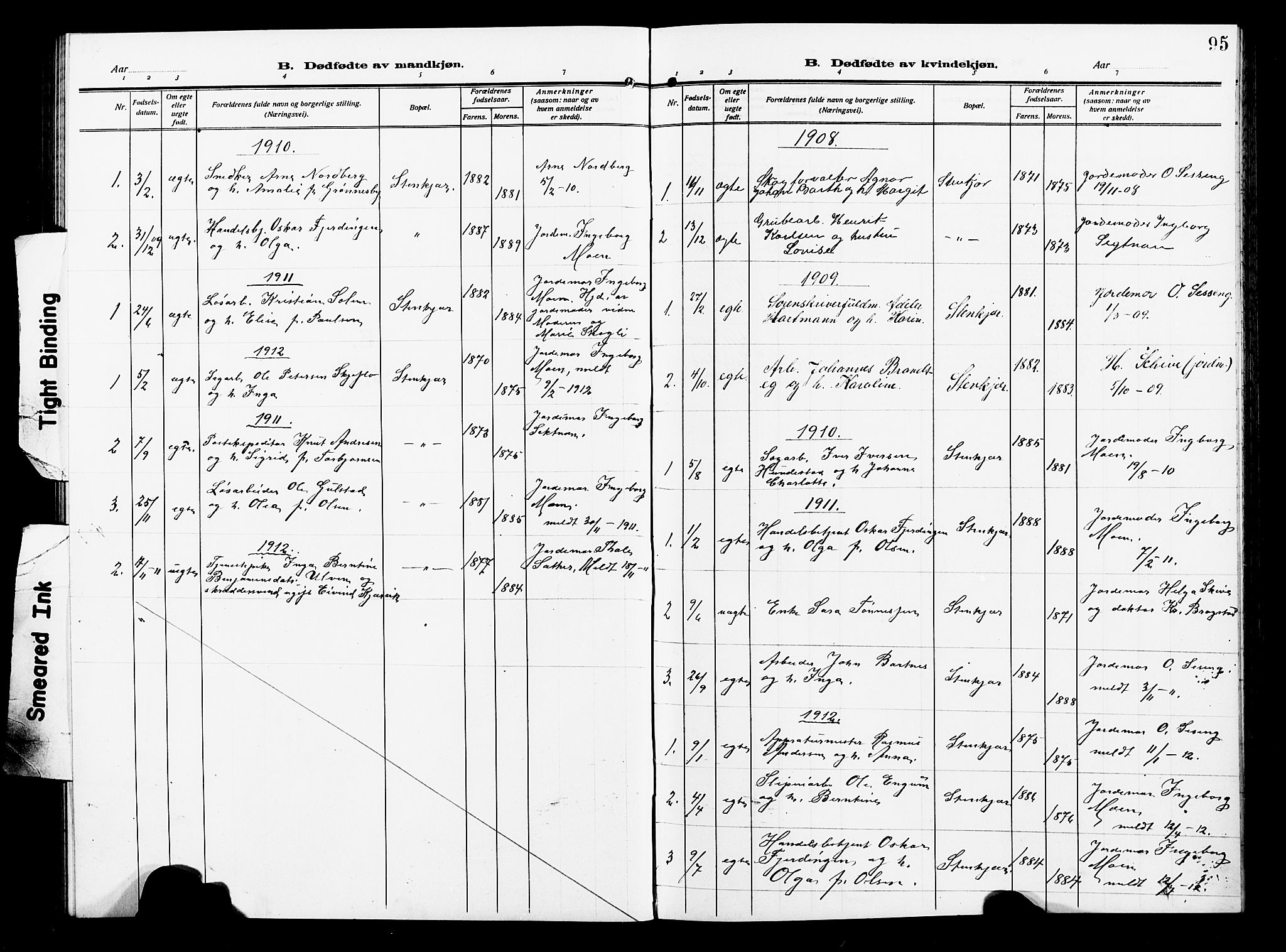 Ministerialprotokoller, klokkerbøker og fødselsregistre - Nord-Trøndelag, SAT/A-1458/739/L0376: Parish register (copy) no. 739C04, 1908-1917, p. 95