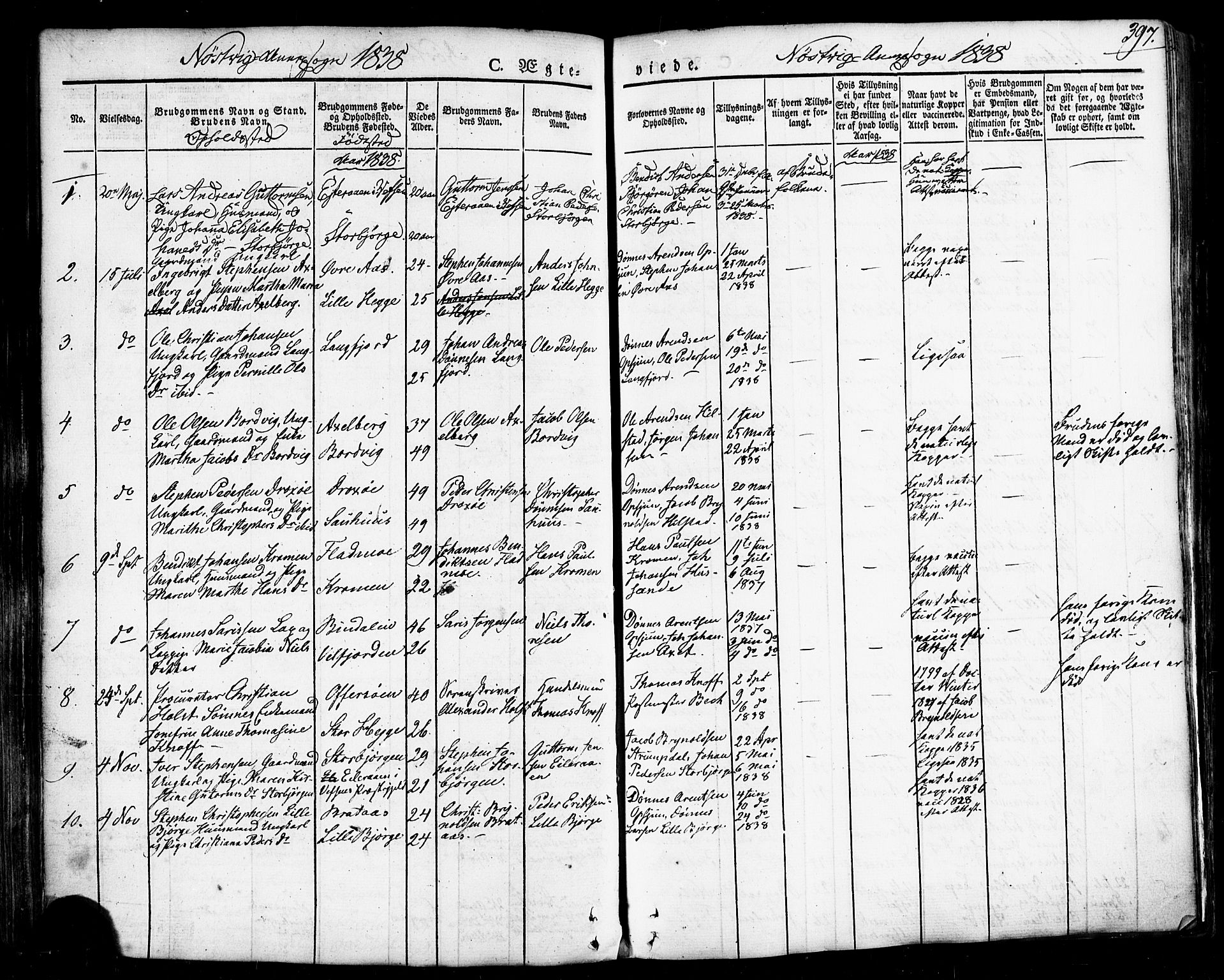 Ministerialprotokoller, klokkerbøker og fødselsregistre - Nordland, SAT/A-1459/814/L0224: Parish register (official) no. 814A05, 1834-1874, p. 397