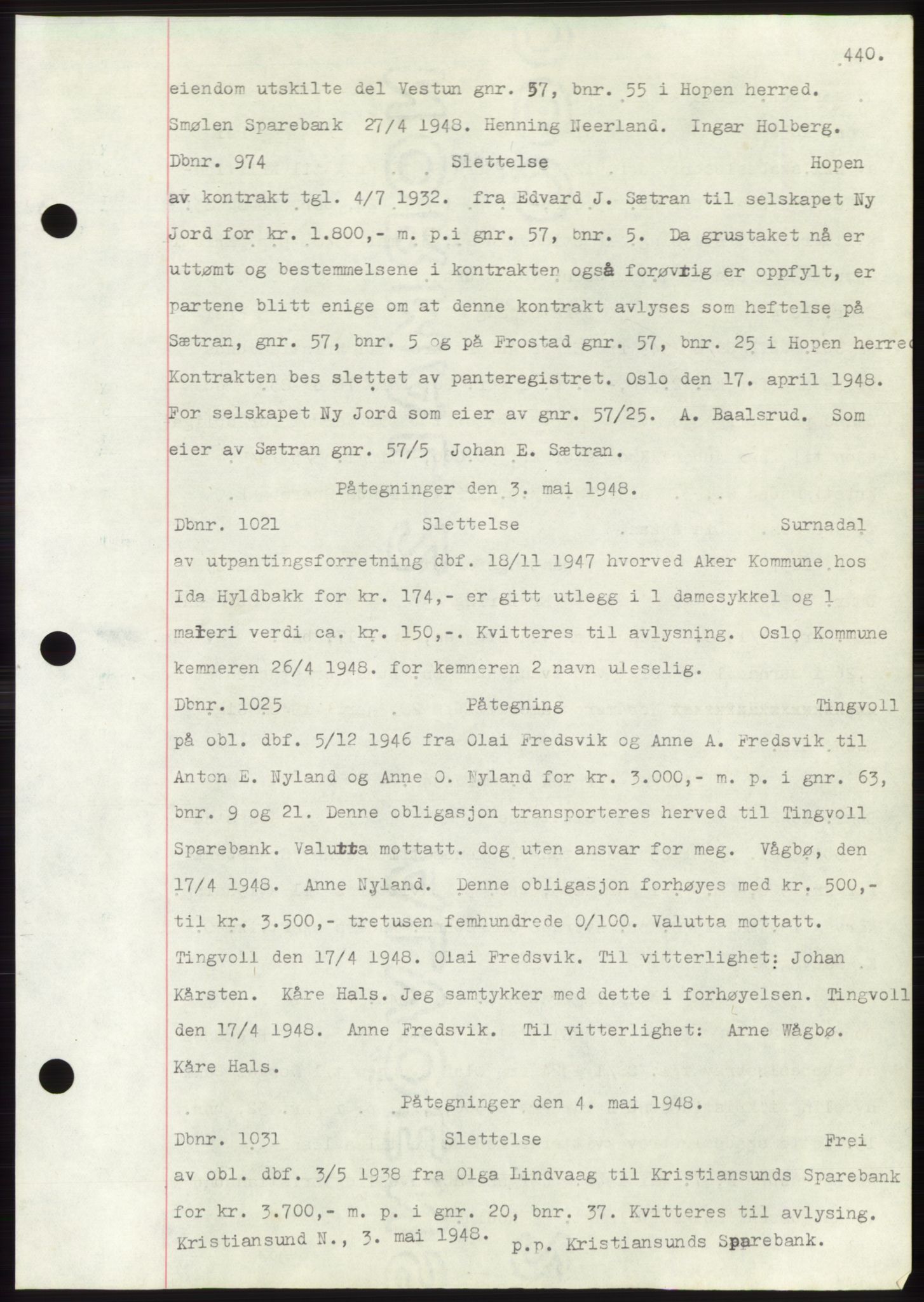 Nordmøre sorenskriveri, AV/SAT-A-4132/1/2/2Ca: Mortgage book no. C82b, 1946-1951, Diary no: : 974/1948