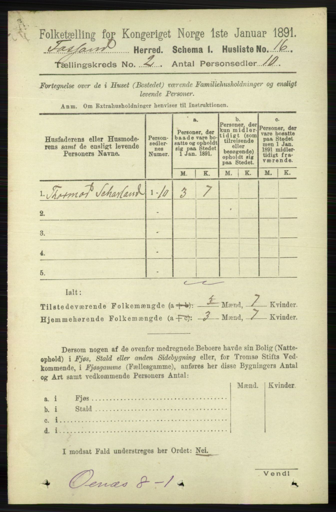 RA, 1891 census for 1129 Forsand, 1891, p. 199