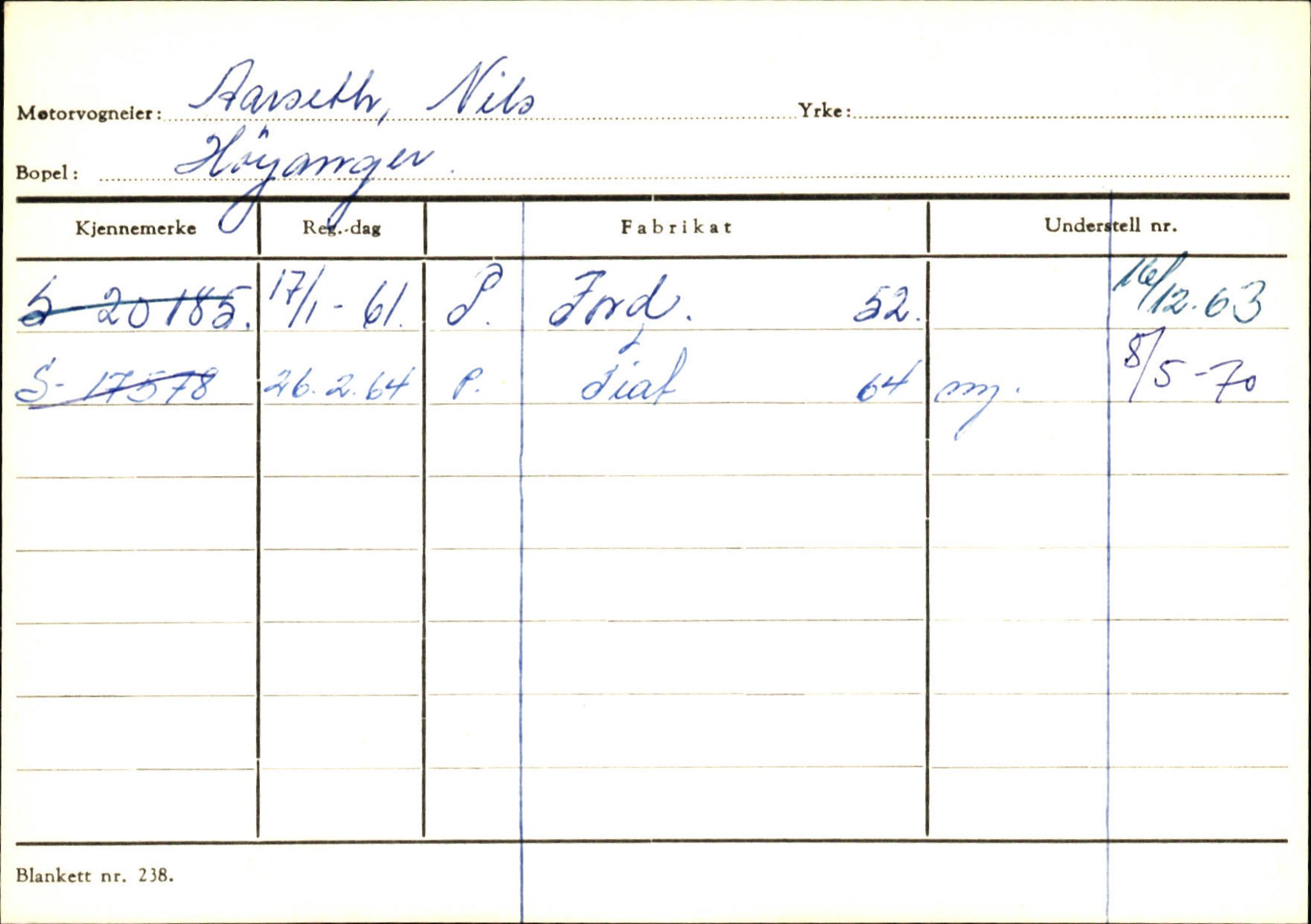 Statens vegvesen, Sogn og Fjordane vegkontor, SAB/A-5301/4/F/L0131: Eigarregister Høyanger P-Å. Stryn S-Å, 1945-1975, p. 1127