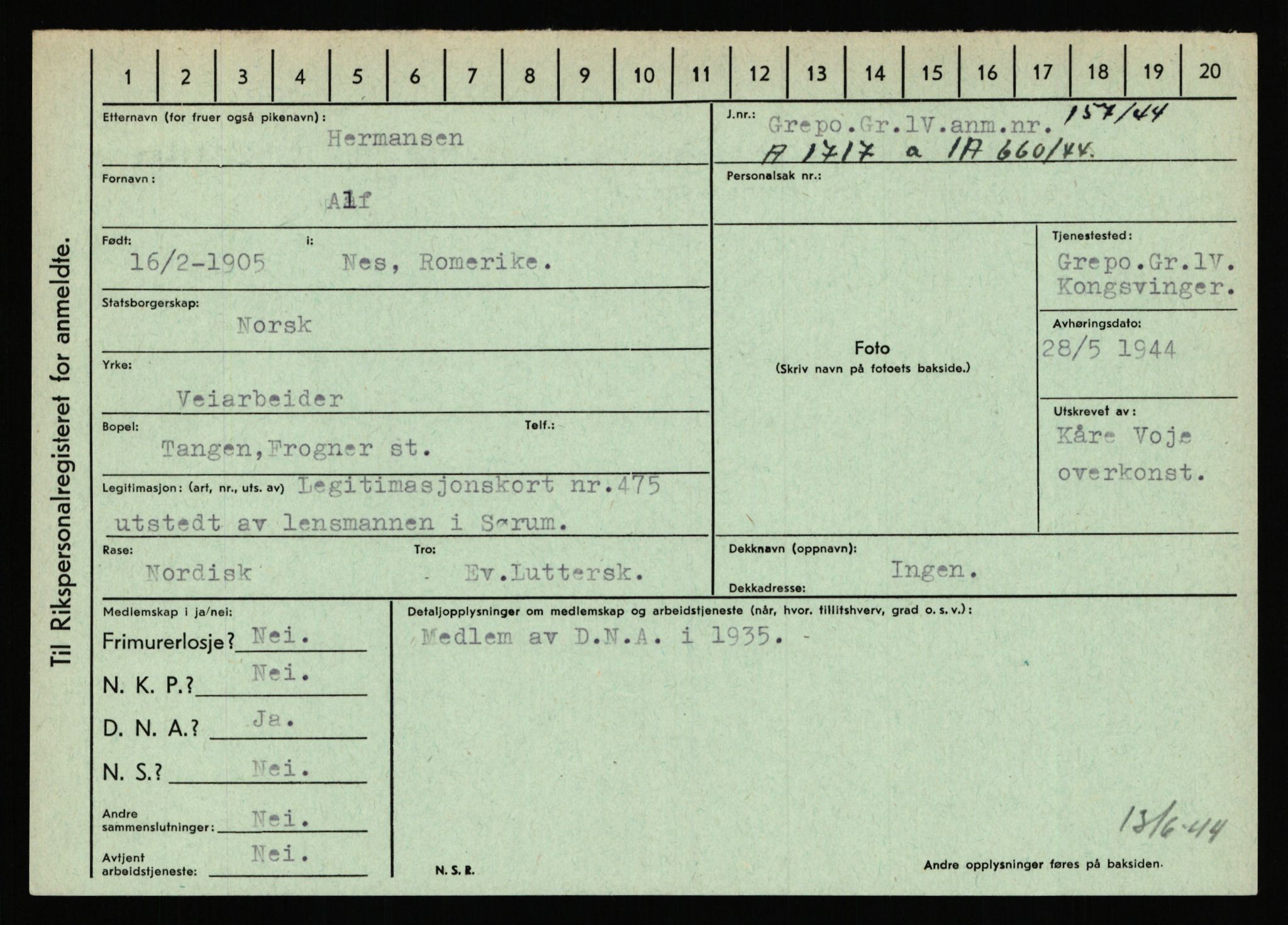 Statspolitiet - Hovedkontoret / Osloavdelingen, AV/RA-S-1329/C/Ca/L0006: Hanche - Hokstvedt, 1943-1945, p. 3898