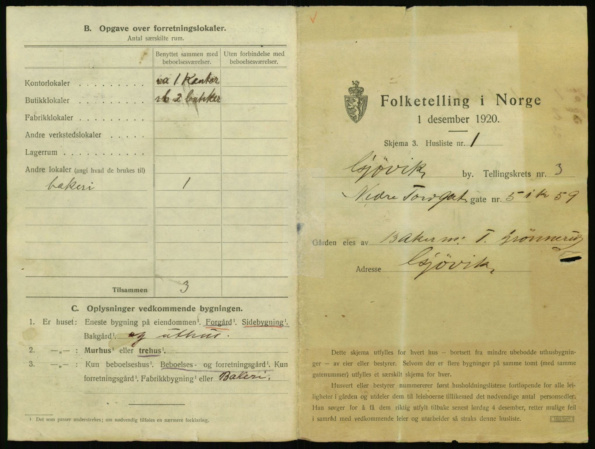 SAH, 1920 census for Gjøvik, 1920, p. 266