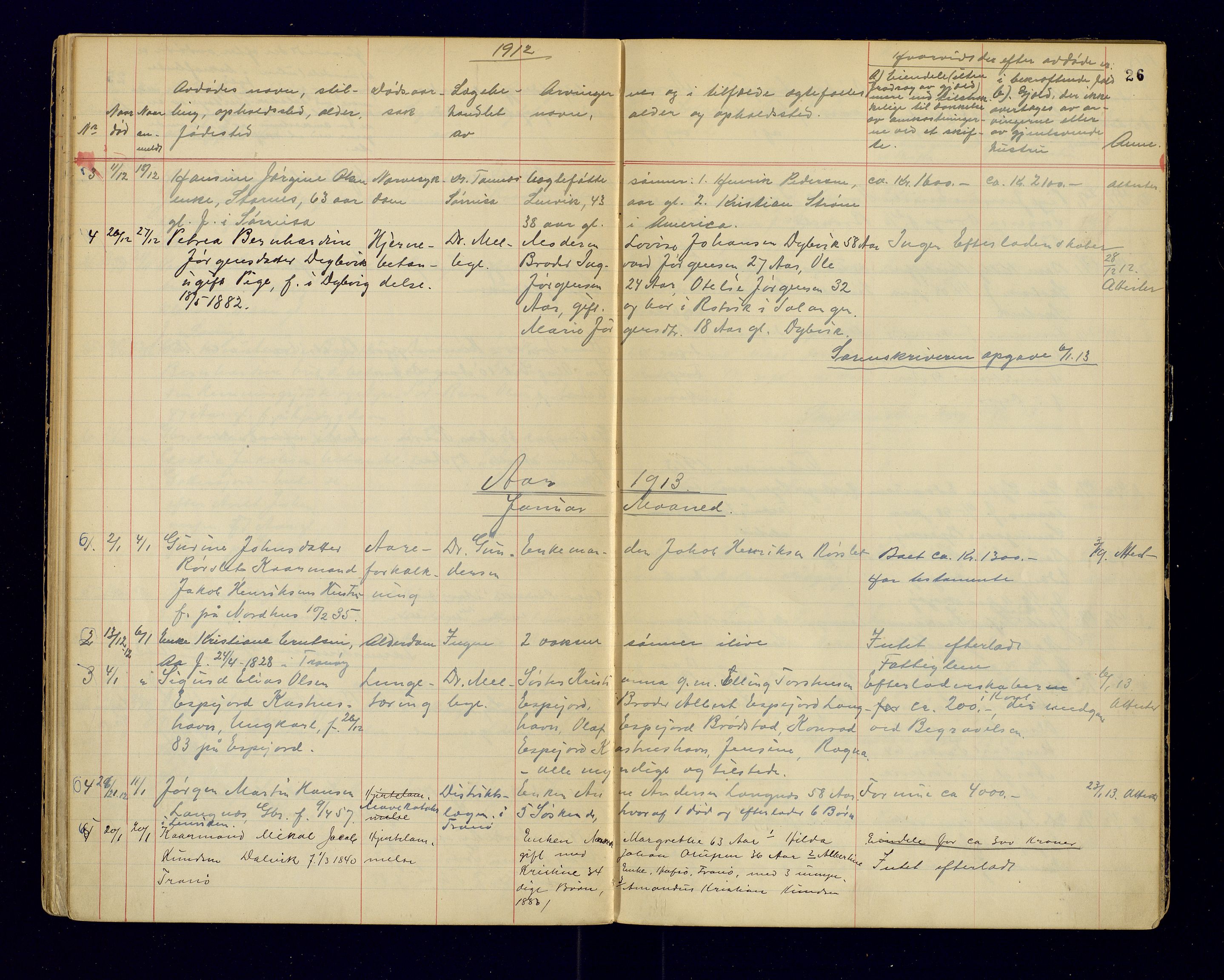 Tranøy lensmannskontor (Sørreisa lensmannskontor), AV/SATØ-SATØ-46/1/F/Fi/Fia/L0147: Dødsfallsprotokoller, 1909-1919, p. 26