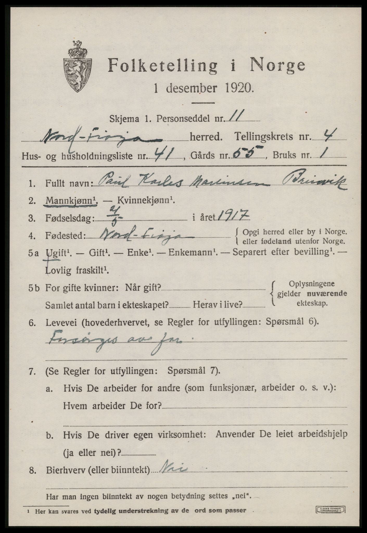 SAT, 1920 census for Nord-Frøya, 1920, p. 8631