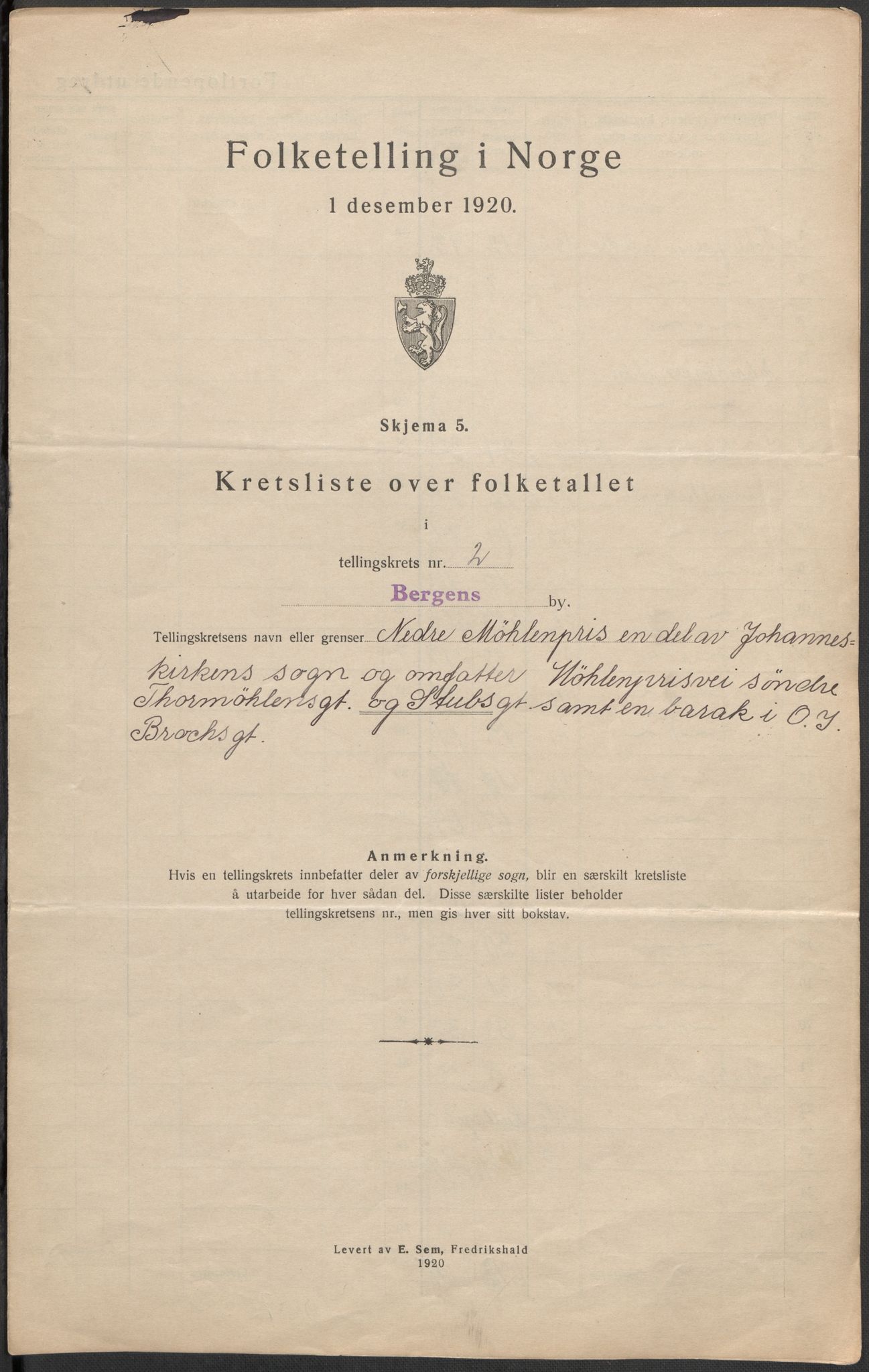 SAB, 1920 census for Bergen, 1920, p. 16